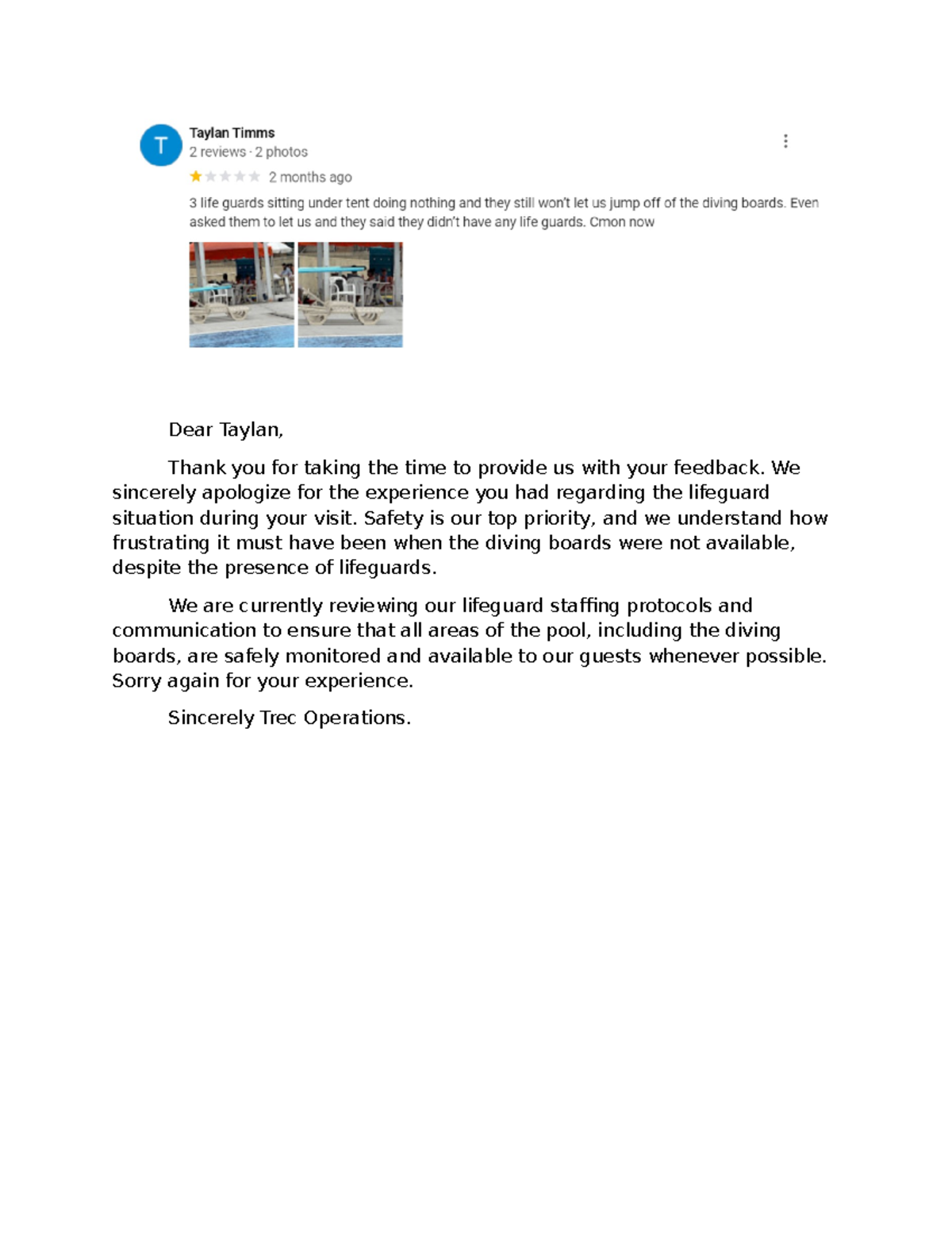 Dear Taylan - Assignment - Dear Taylan, Thank you for taking the time ...