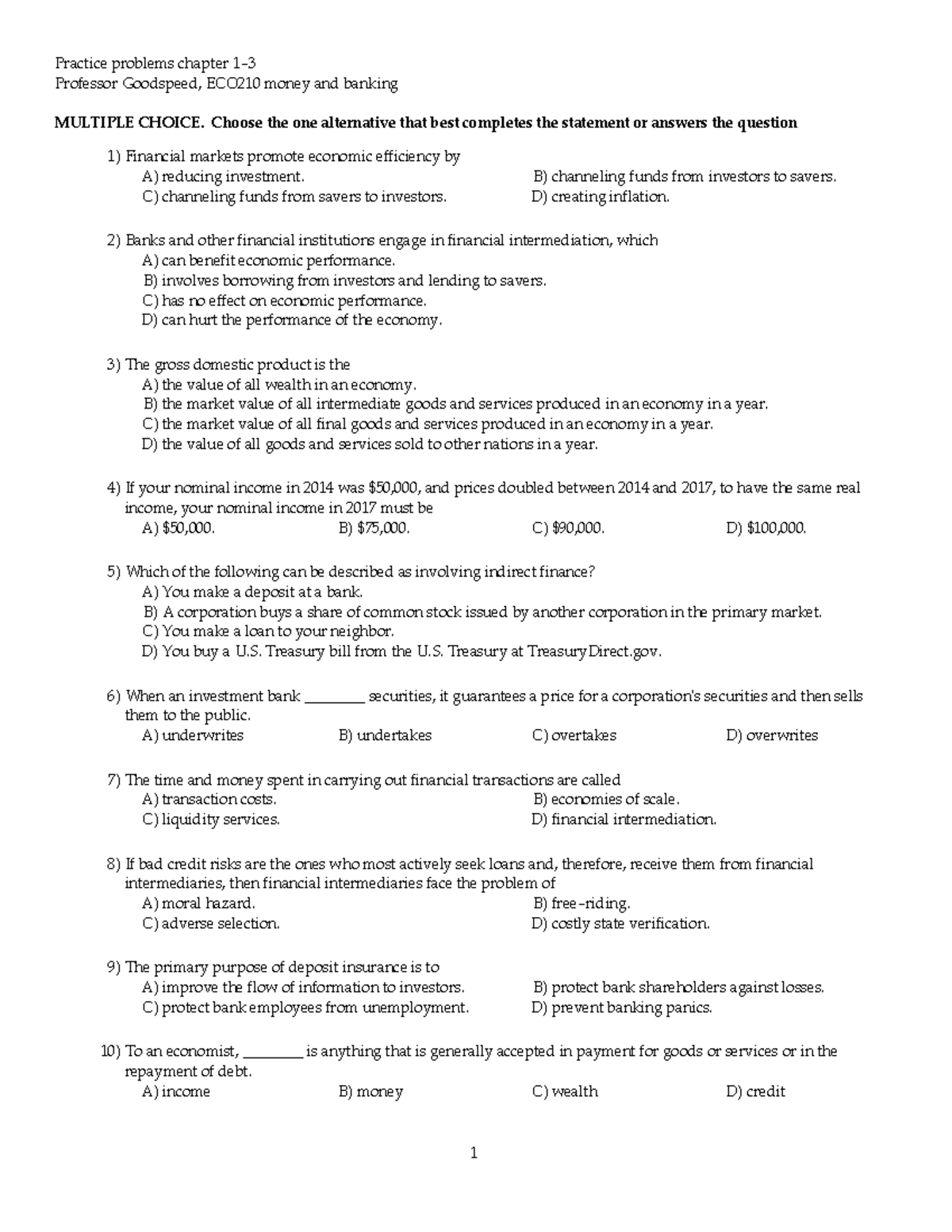 Online eco 210 practice problems ch 1-3 with answers - Practice ...