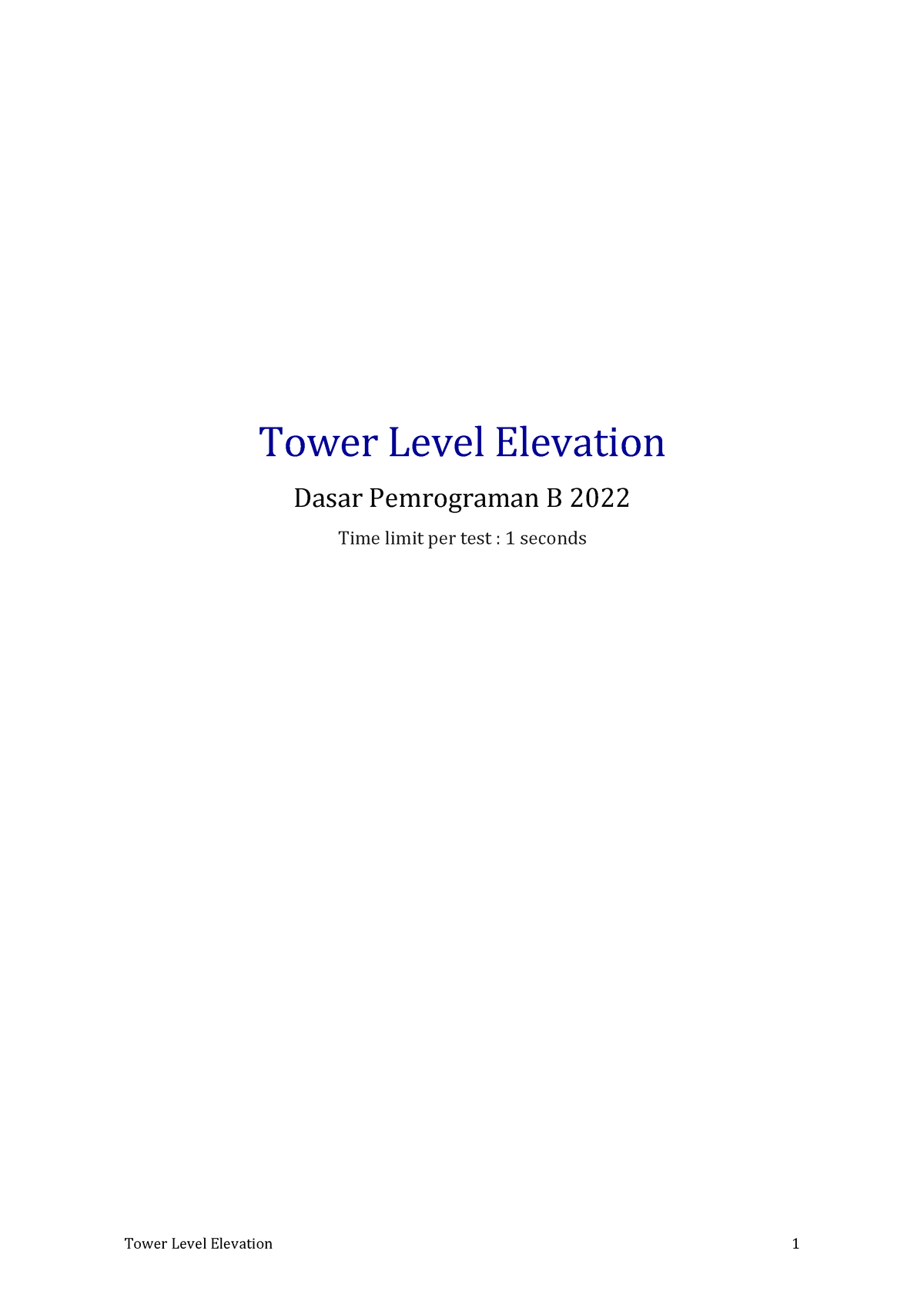 Problem Set - Tower Level Elevation - Tower Level Elevation 1 Tower ...