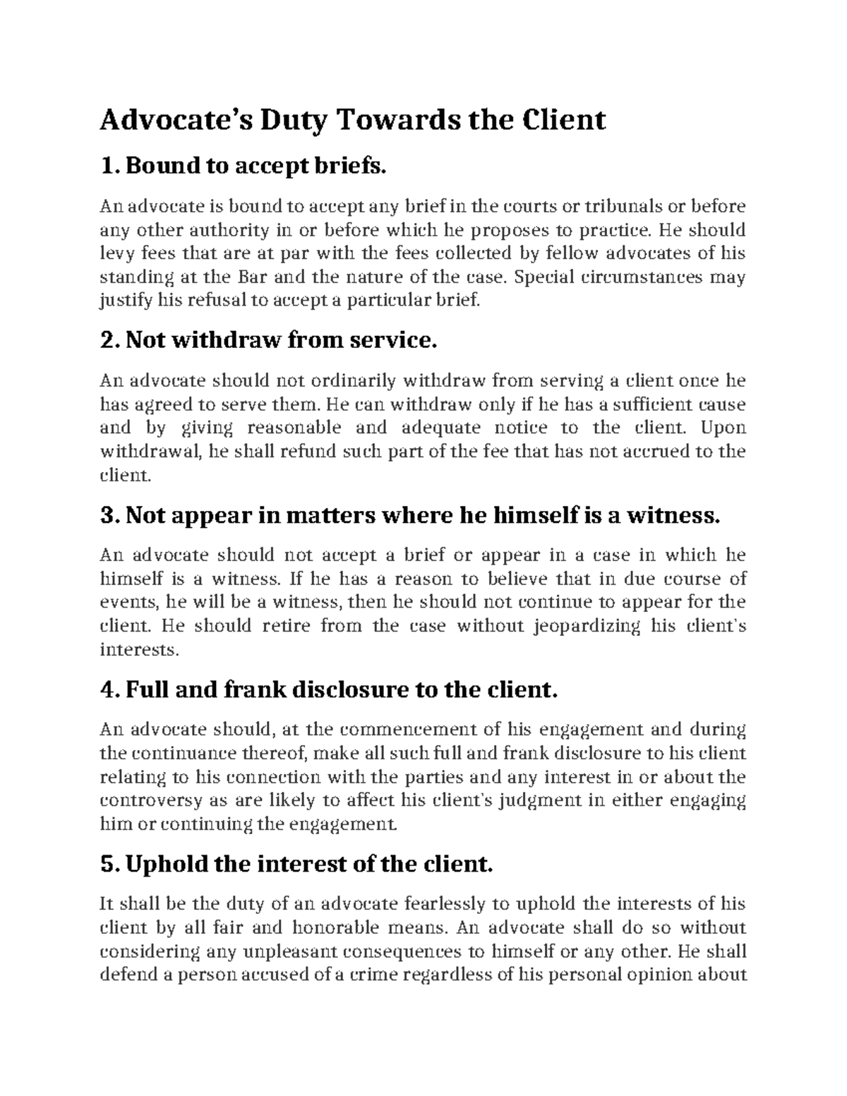 Duties of advocates towards client - Advocate’s Duty Towards the Client ...
