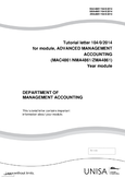 MAC4862 - Unisa - Management Accounting CTA 2 - Studocu