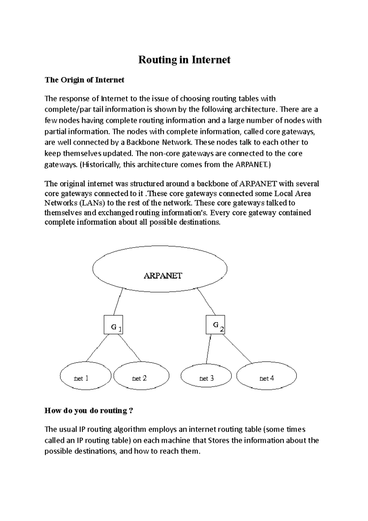 Routing in Internet - BY SACHIN SIR - Routing in Internet The Origin of ...
