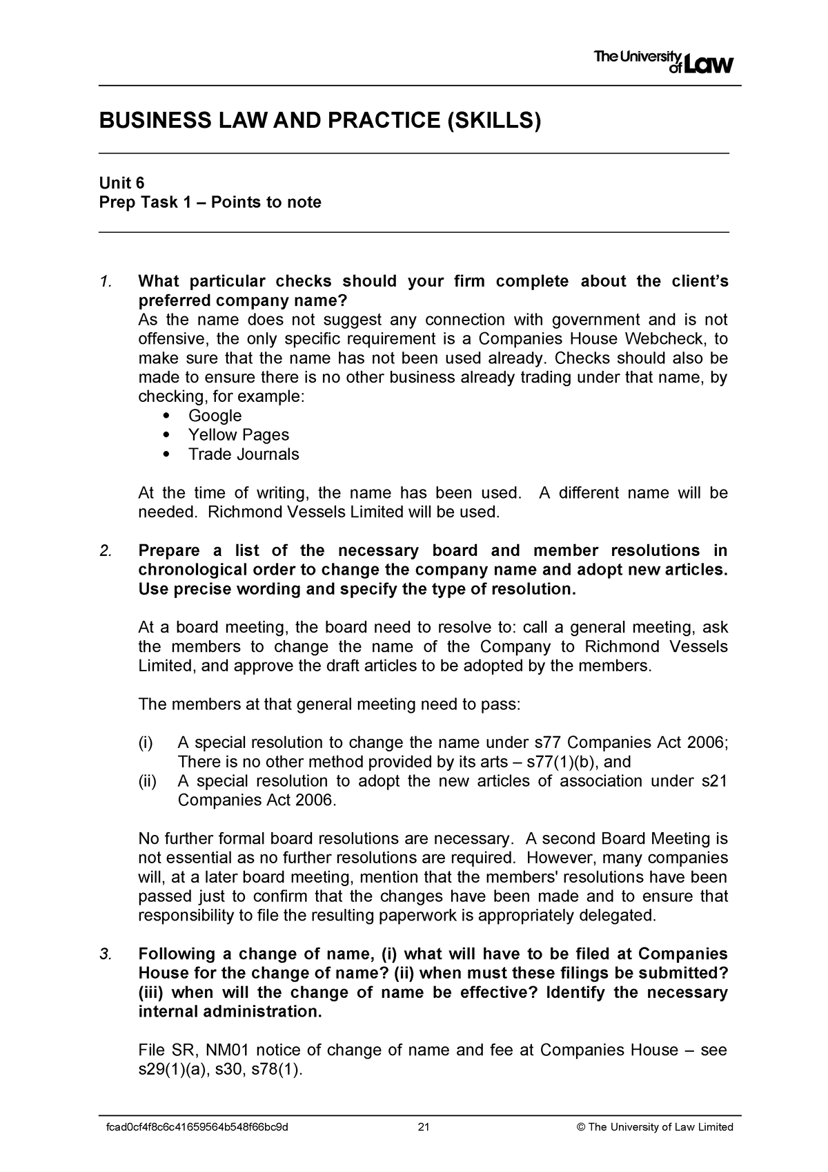 2324 Blp U06 Ce02 Prep Task01 Exemplar - BUSINESS LAW AND PRACTICE ...