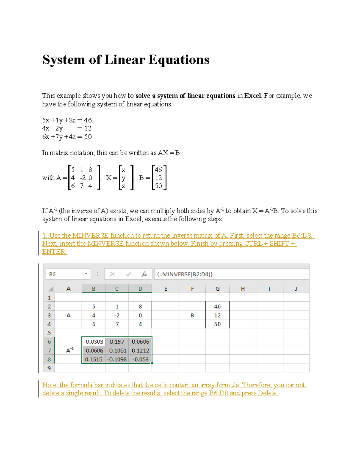 System of Linear Equations - For example, we have the following system ...