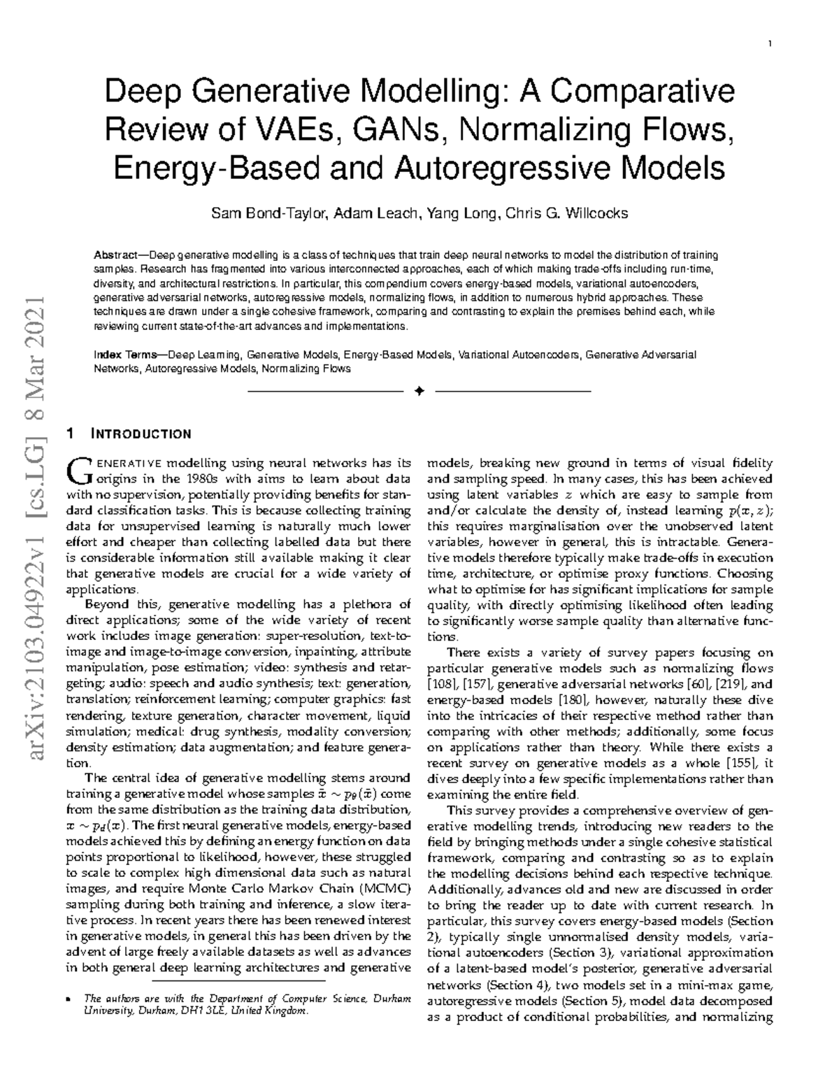 Deep Generative Modelling: A Comparative Review of VAEs, GANs ...