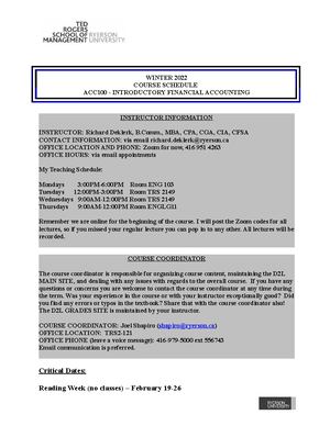 ACC100 - Course Outline - Winter 2022 - COURSE OUTLINE ACC100 ...