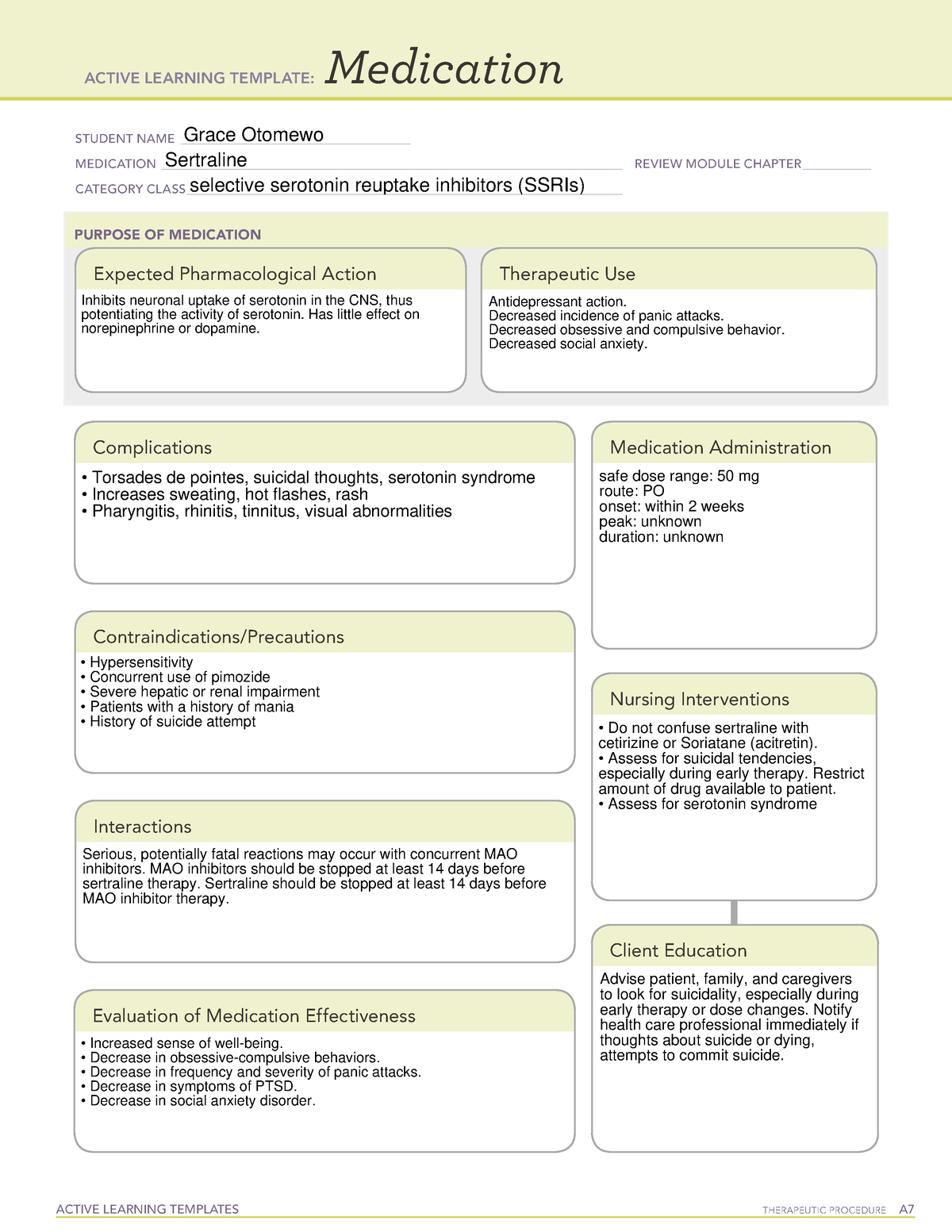 ATI Med Template blank ACTIVE LEARNING TEMPLATES THERAPEUTIC