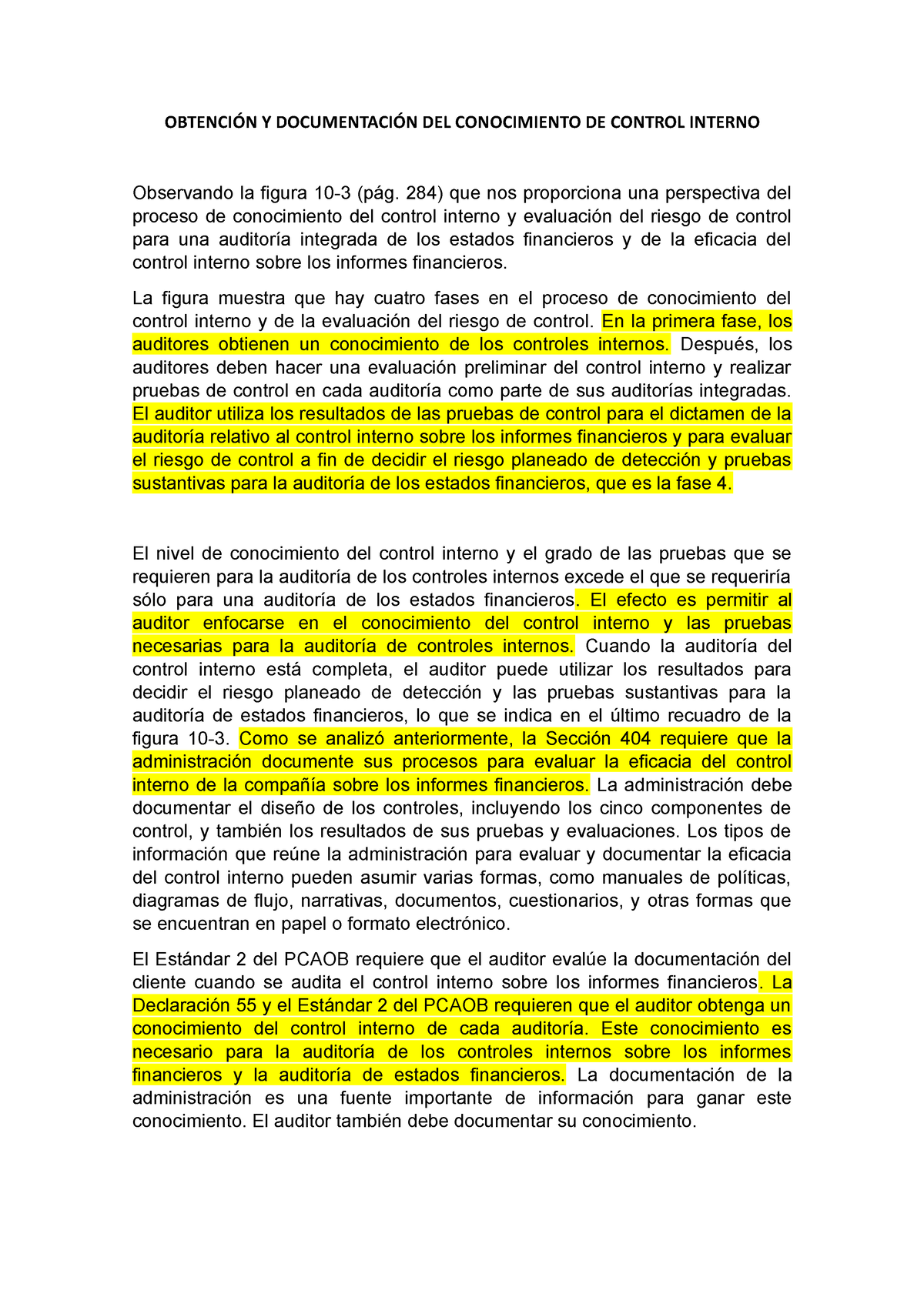 Obtenci N Y Documentaci N Del Conocimiento De Control Interno Julio