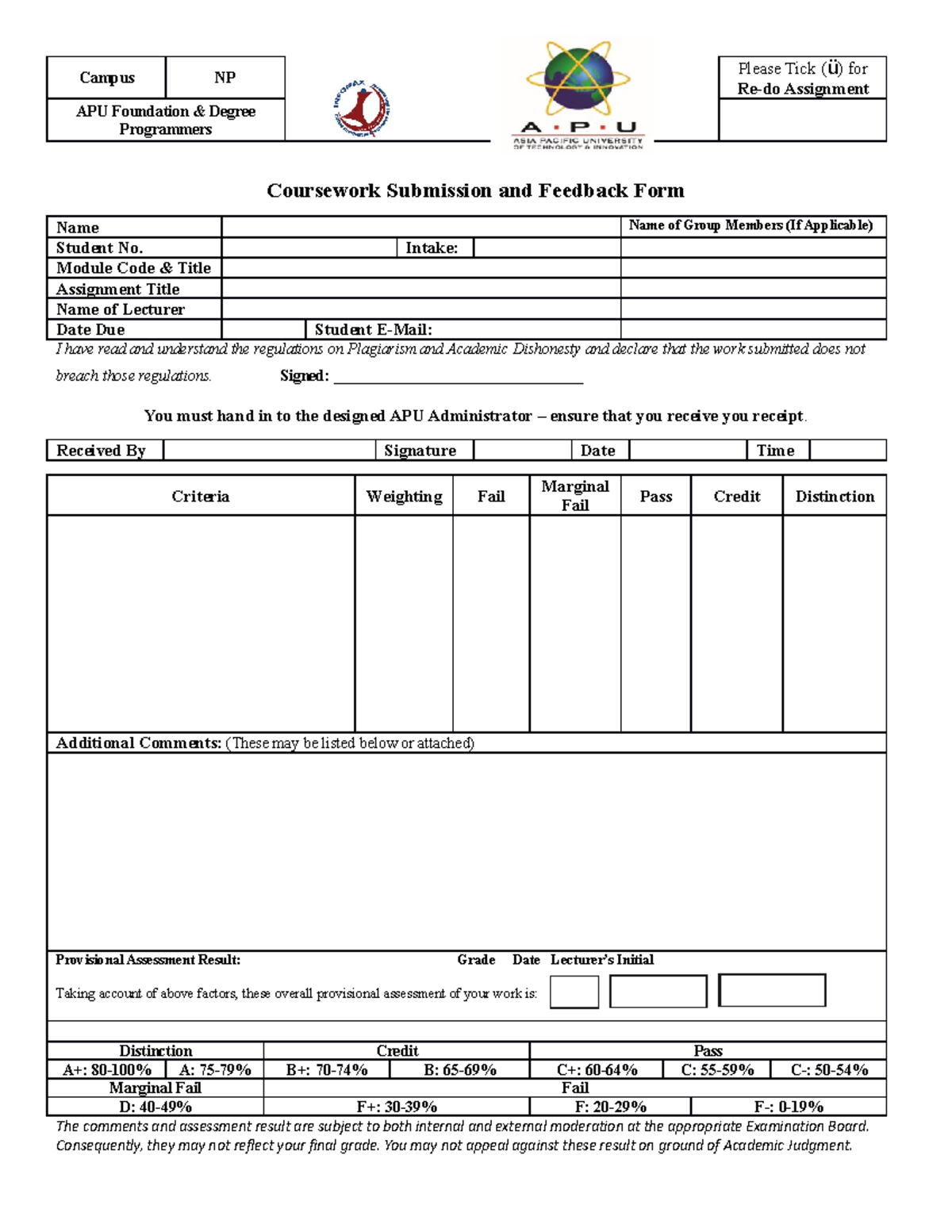 CSFF(LBEF) - hello - Campus NP Please Tick (ü) for Re-do Assignment APU ...