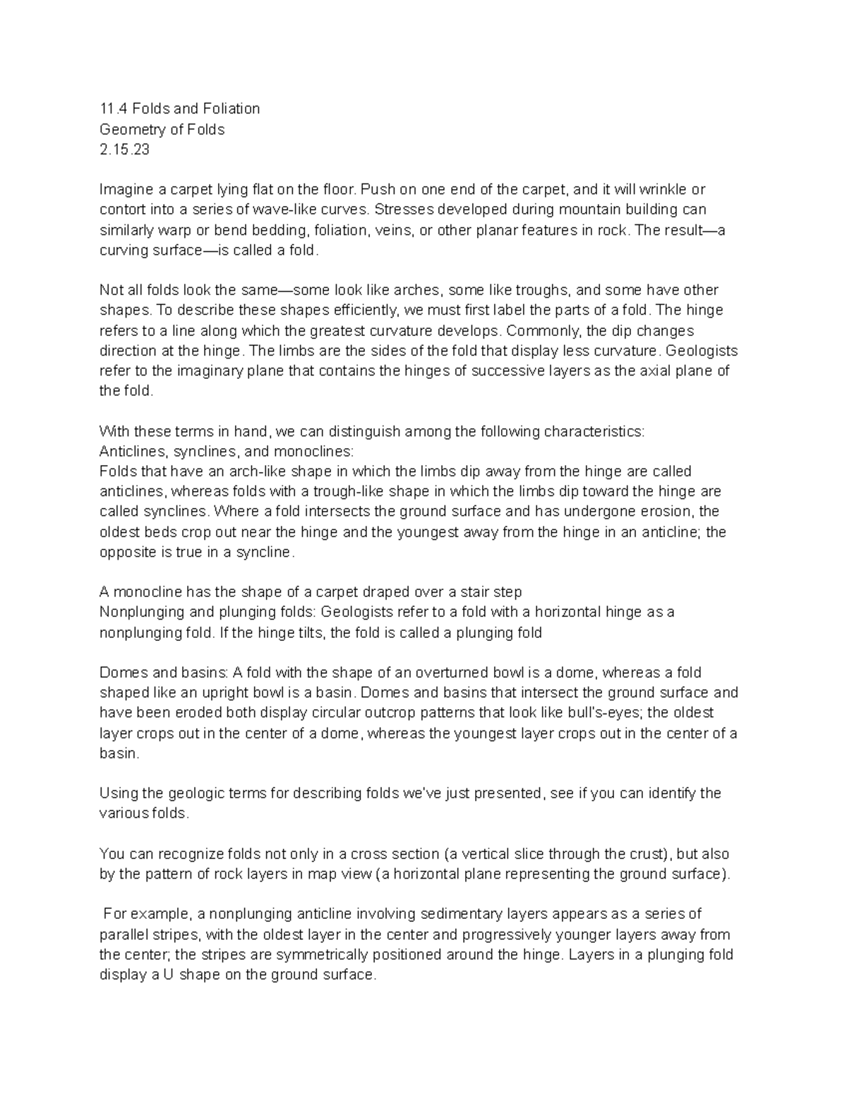 Chapter 11.4 Folds and Foliation - 11 Folds and Foliation Geometry of ...