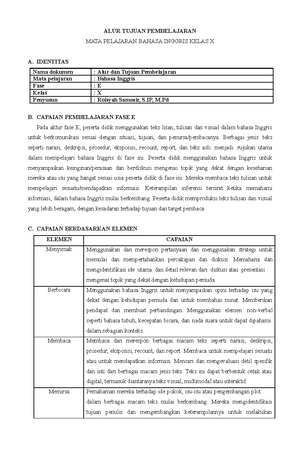 ATP Inggris FASE E - Capaian Pembelajaran - ALUR TUJUAN PEMBELAJARAN ...