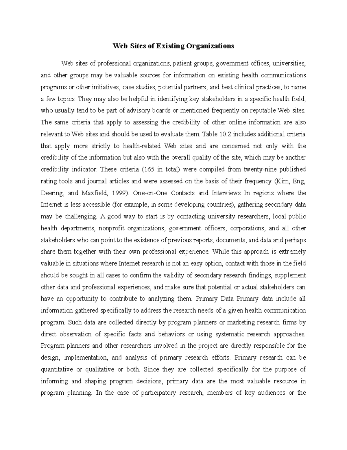  Sites of Existing Organizations They may also be helpful in