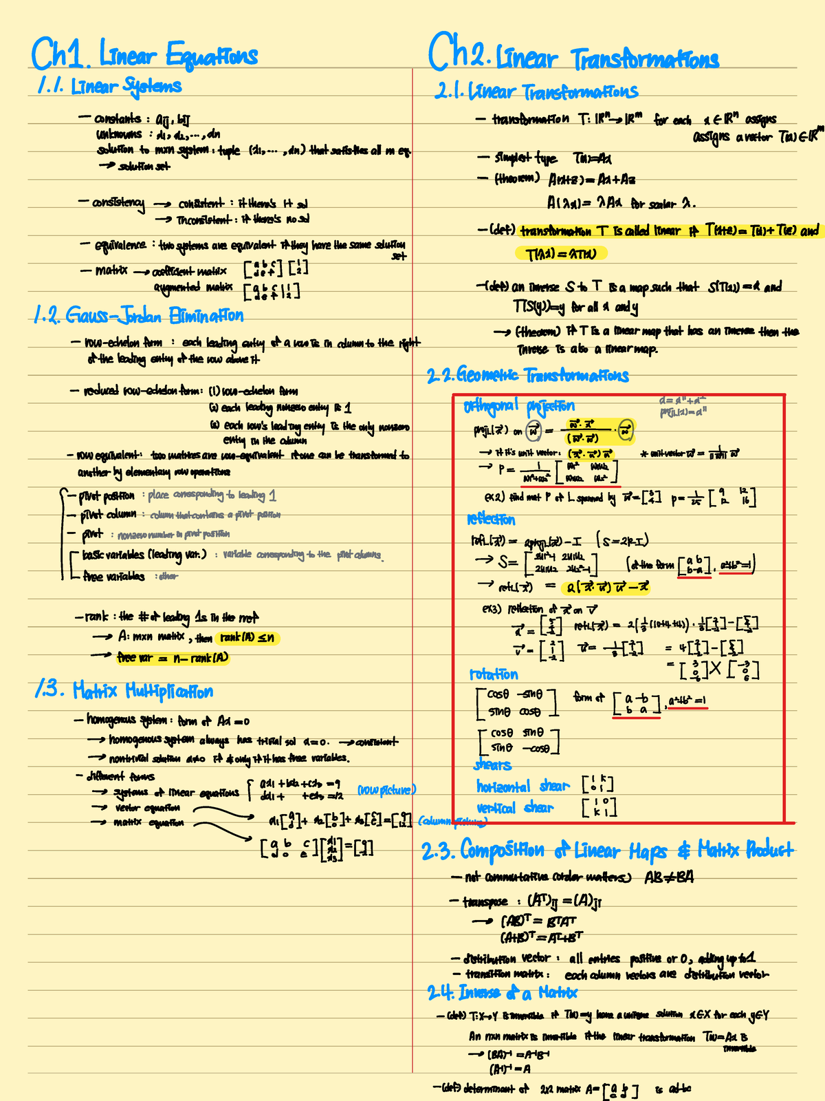 Ch2 Quiz Prep - This Is A Preparation For Linear Algebra Quiz 2. It 