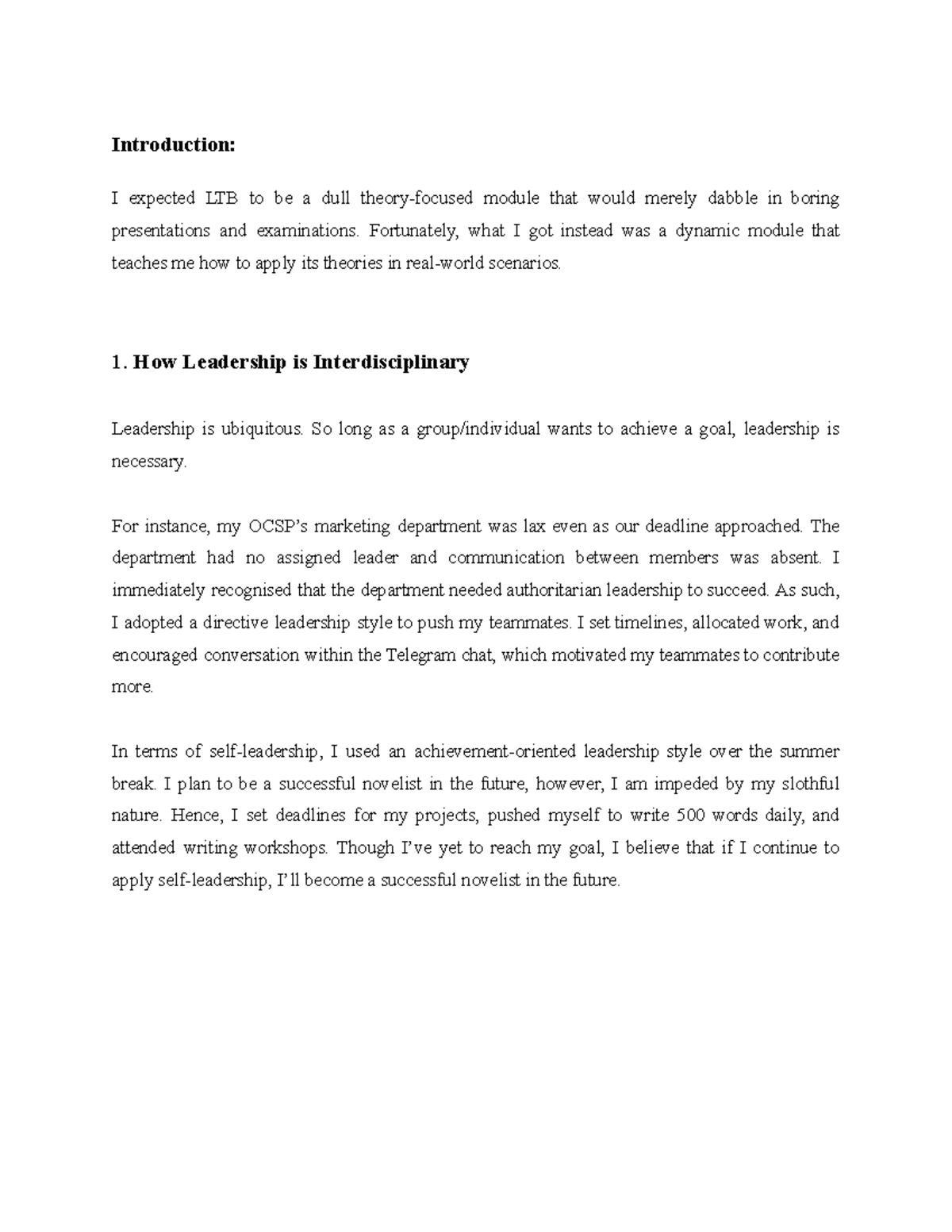 Ltb sample essay - Introduction: I expected LTB to be a dull theory ...