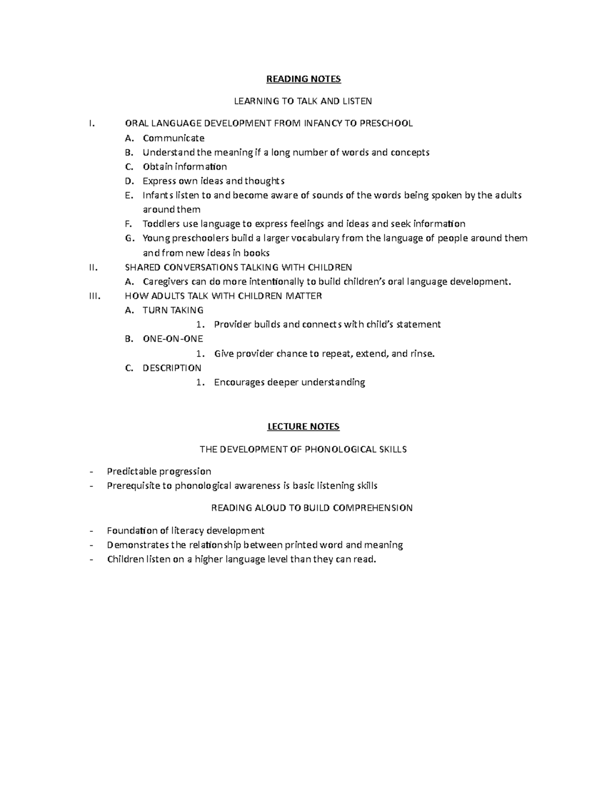 ECE 410 WEEK TWO Notes - READING NOTES LEARNING TO TALK AND LISTEN I ...