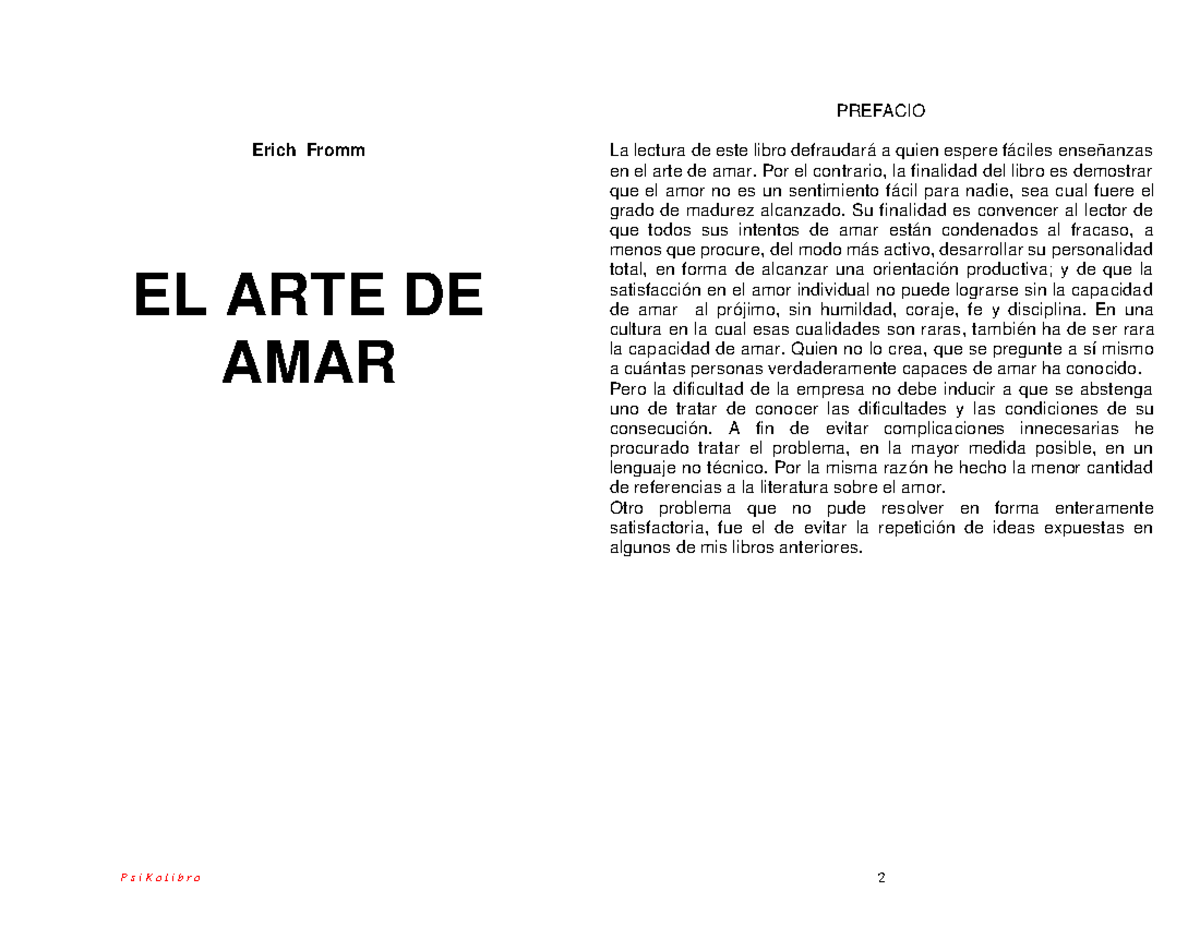 Fromm- el arte de amar - psicologia profunda - Erich Fromm EL ARTE DE