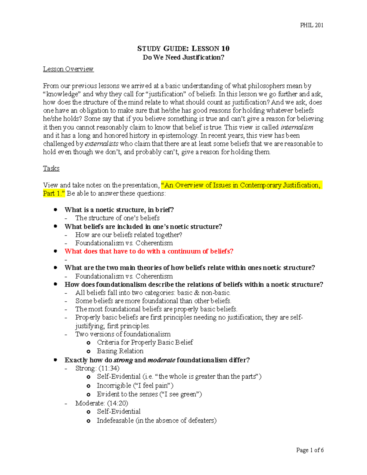 10 Study Guide Do We Need Justification STUDY GUIDE LESSON 10 Do We