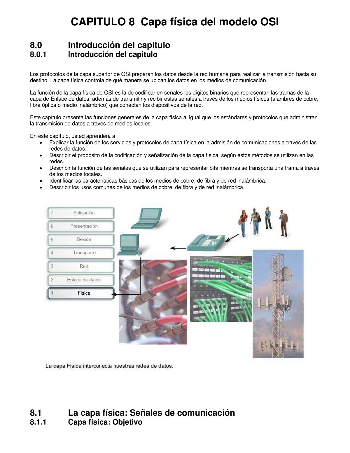 Capa fisica del modelo OSI - 0 Introducción del capitulo Los protocolos de  la capa superior de OSI - Studocu