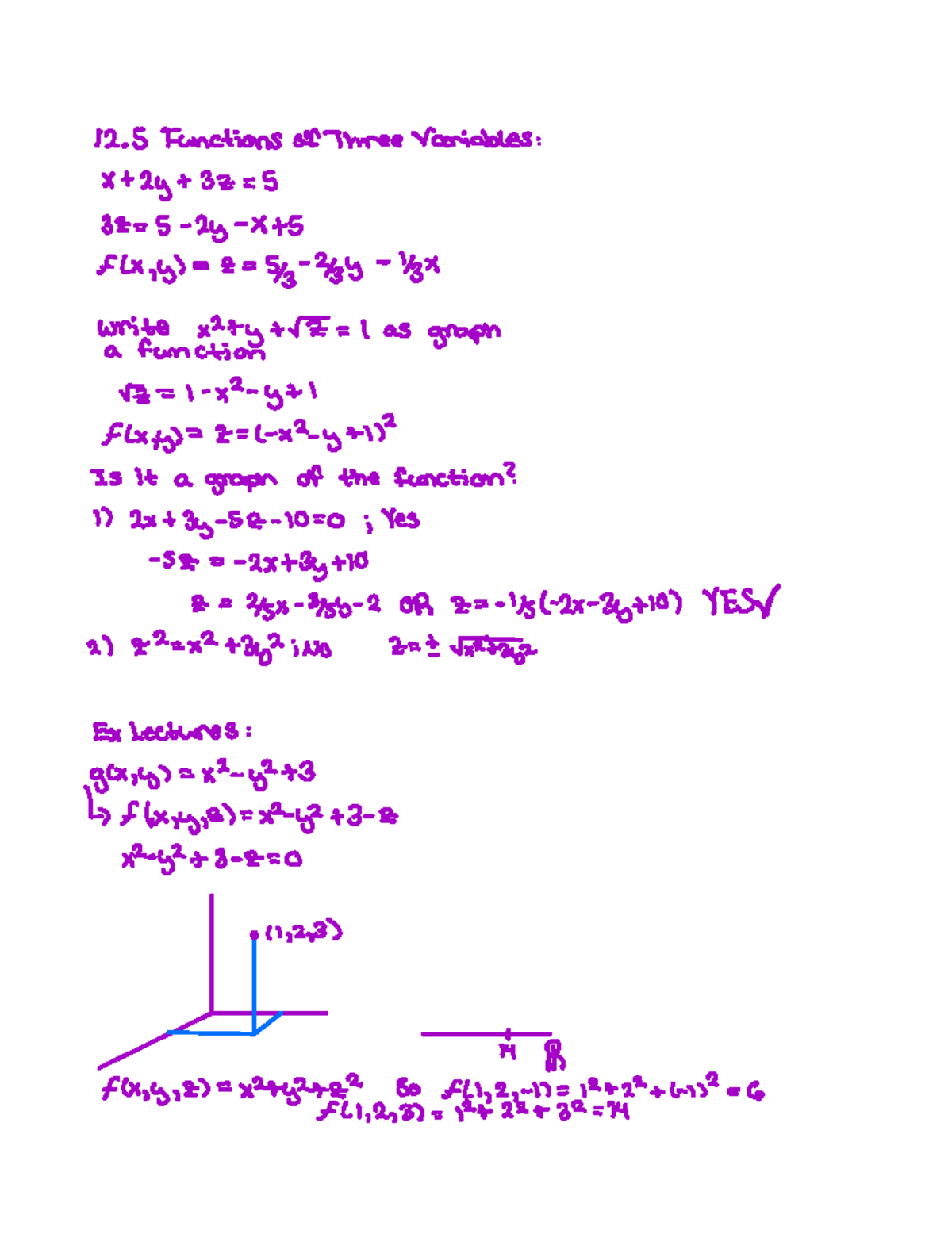 12.5 Calc Notes - 12 Functions of Three Variables x 29 32 5 325 2y X 5 ...