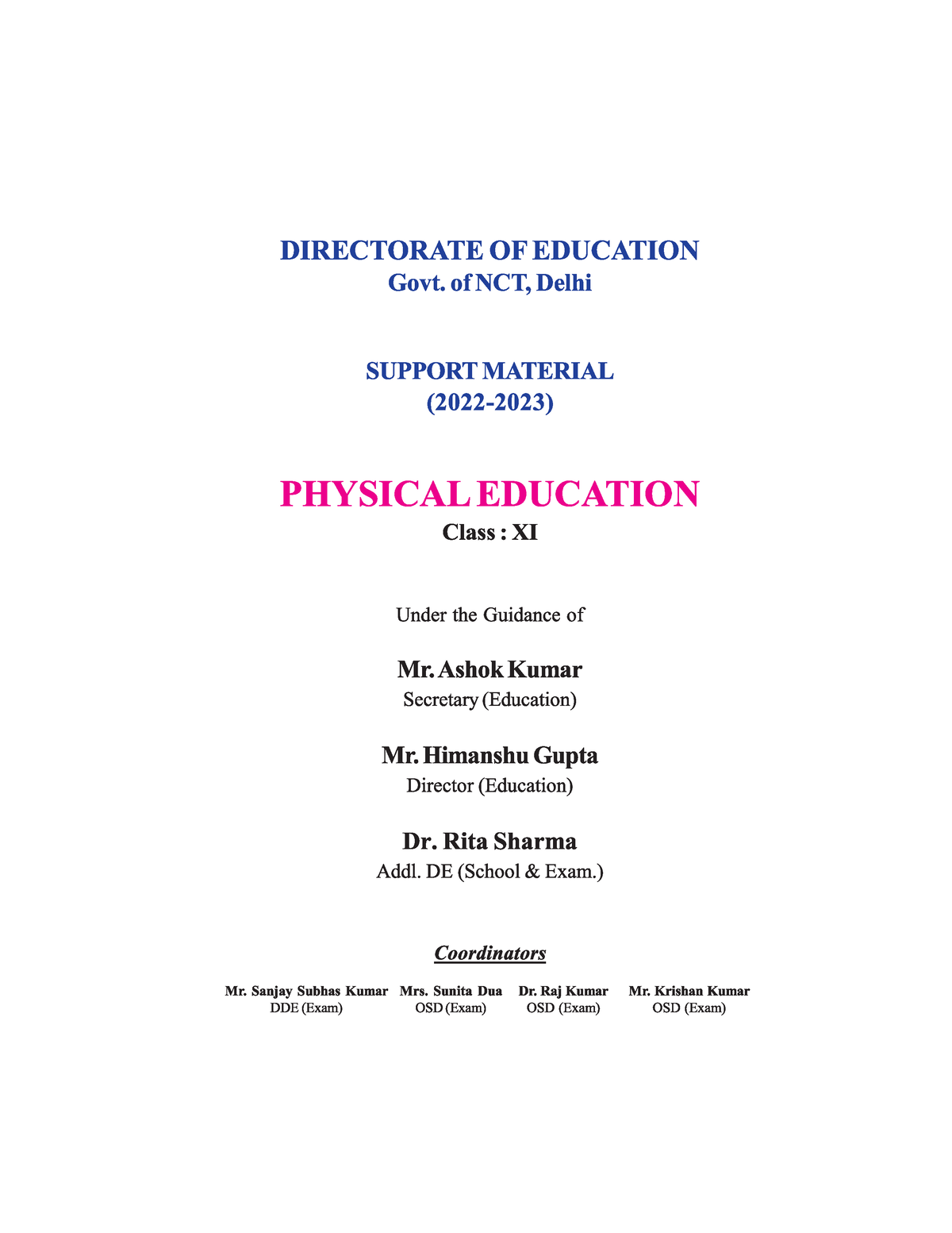 physical education study material 2022 23