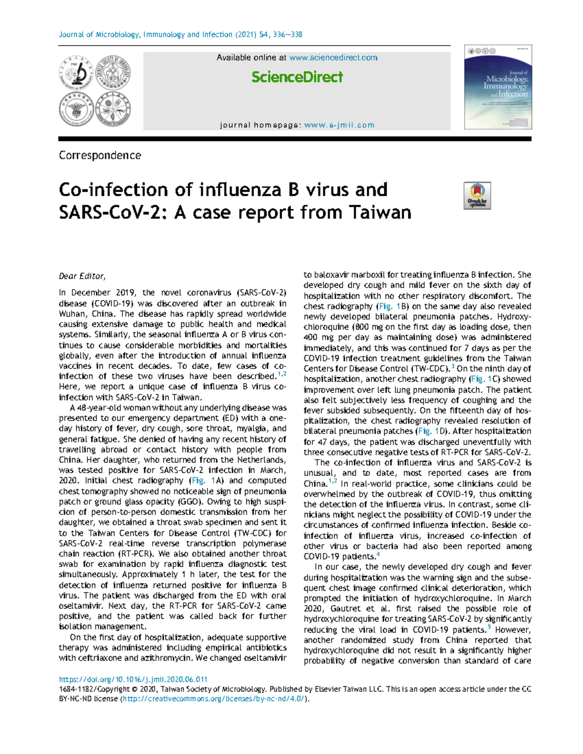 Co Infection SARS COV 2 Influenza - Correspondence Co-infection of ...