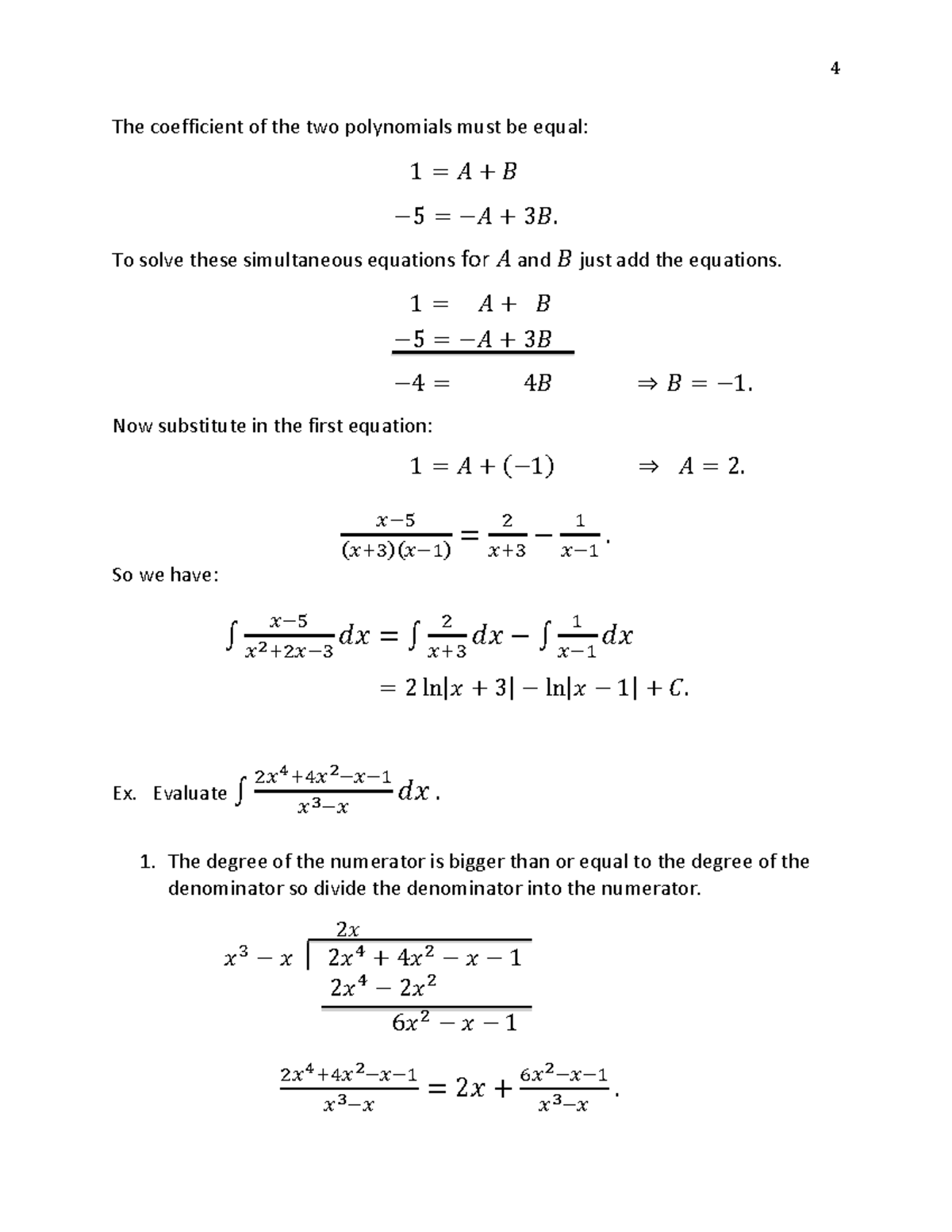 Partial Fractions 2 - Calculus II - 4 The coefficient of the two ...