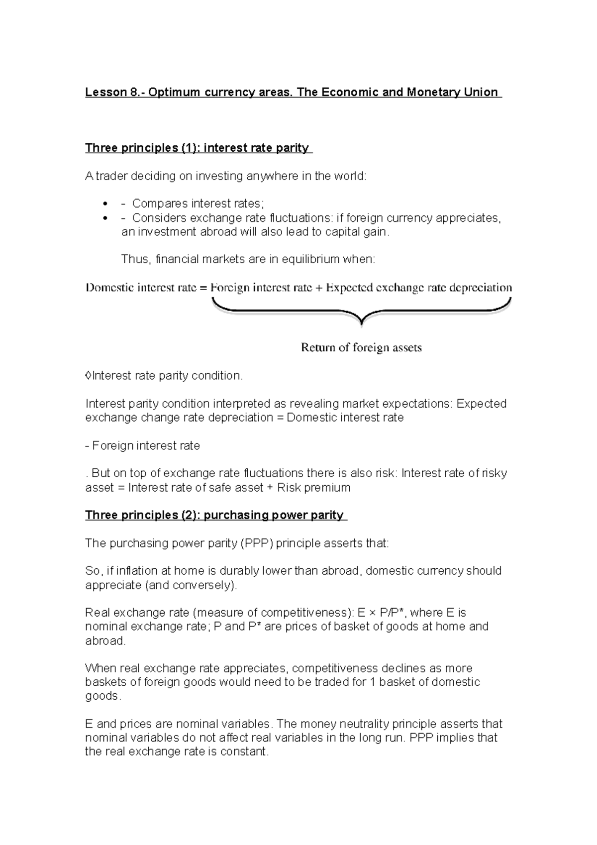 Lesson 8 - Tema 8 - Lesson 8.- Optimum currency areas. The Economic and ...