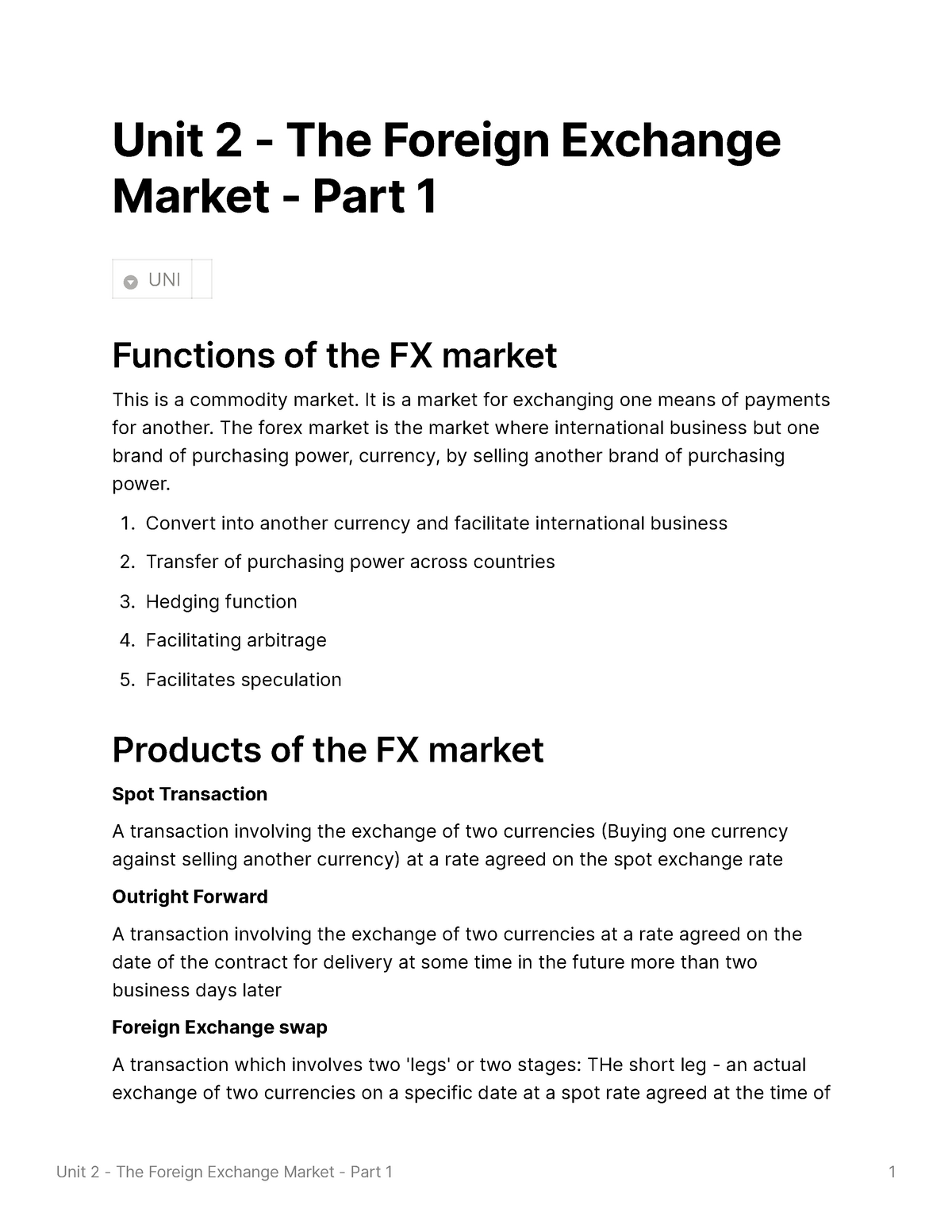 essay on foreign exchange market