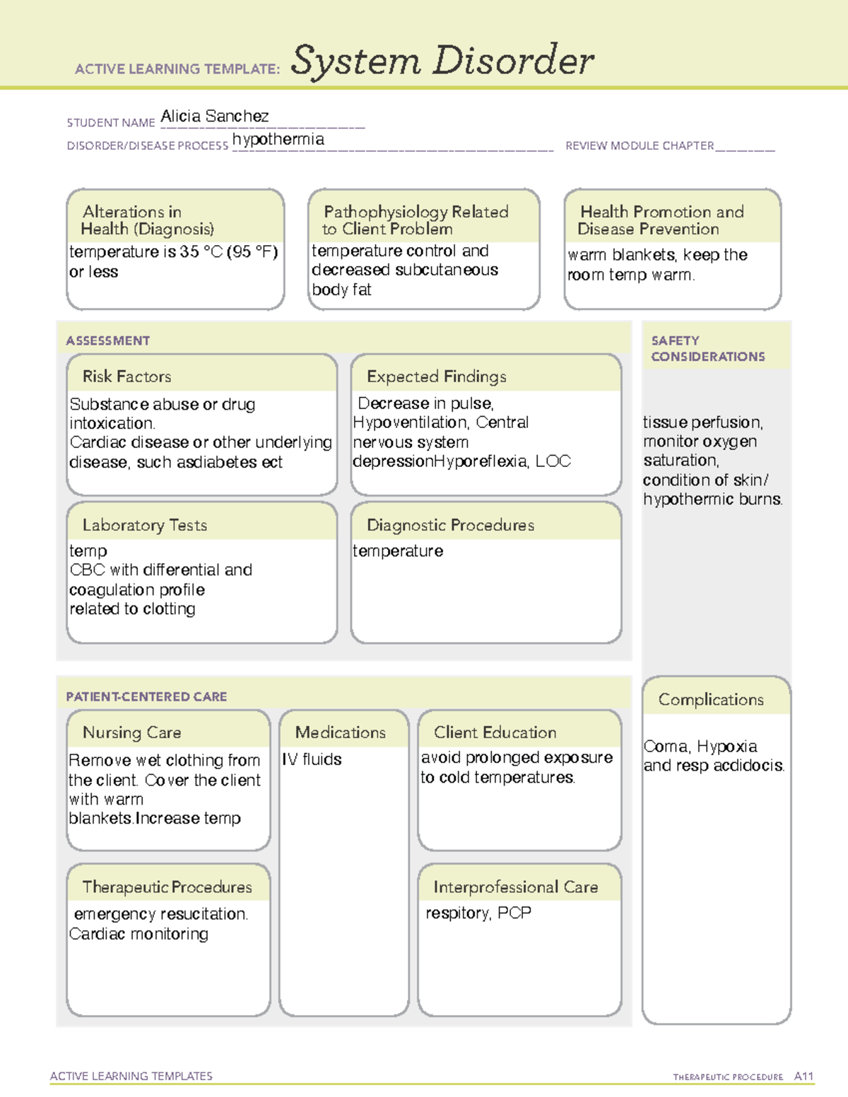 Hypothermia - Study material - ACTIVE LEARNING TEMPLATES THERAPEUTIC ...