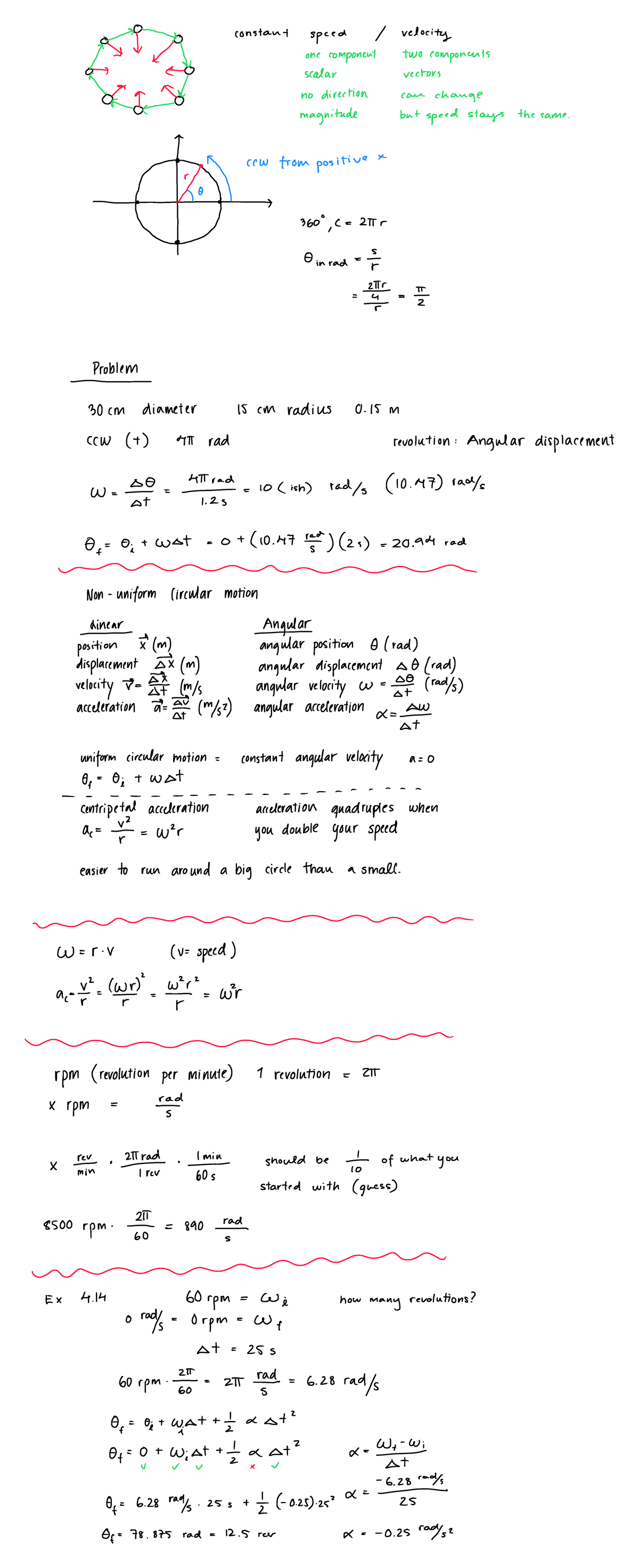 Circular Motion - Notes from class. Professor Jeremy Lusk. - ← constant ...