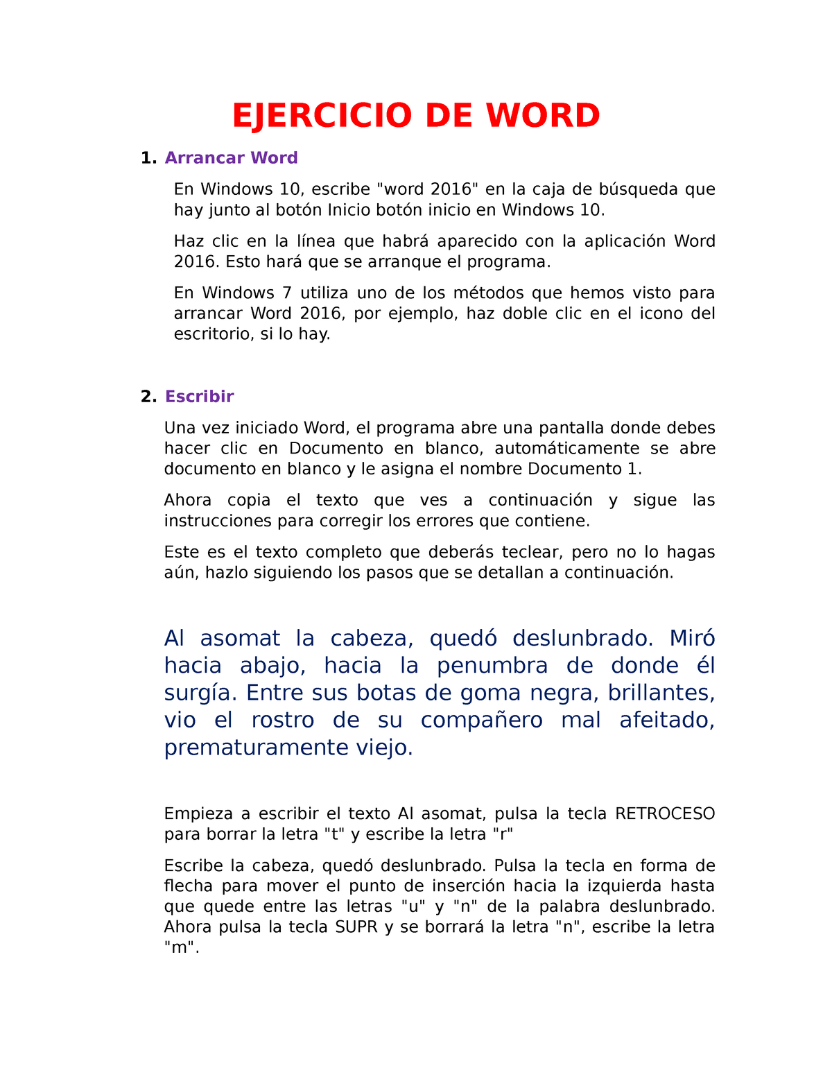 Ejercicio DE WORD - Ninguna - EJERCICIO DE WORD Arrancar Word En ...