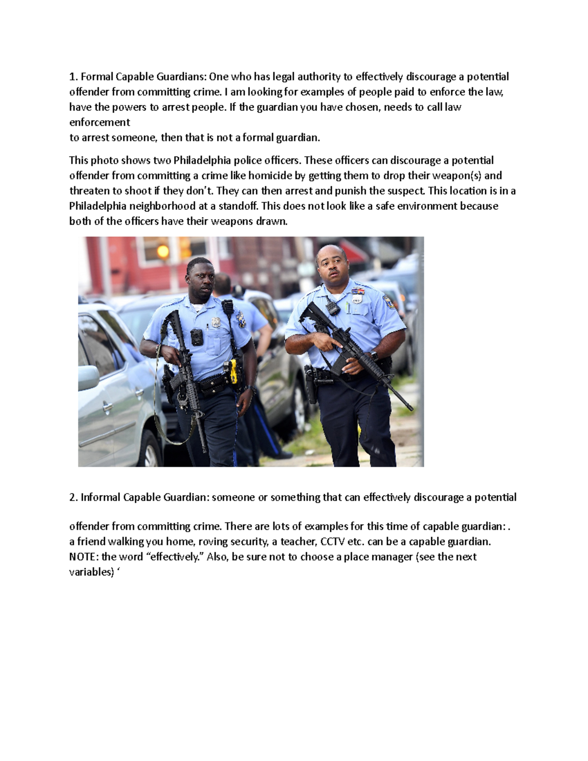 Crime Prevention Project - Formal Capable Guardians: One who has legal ...