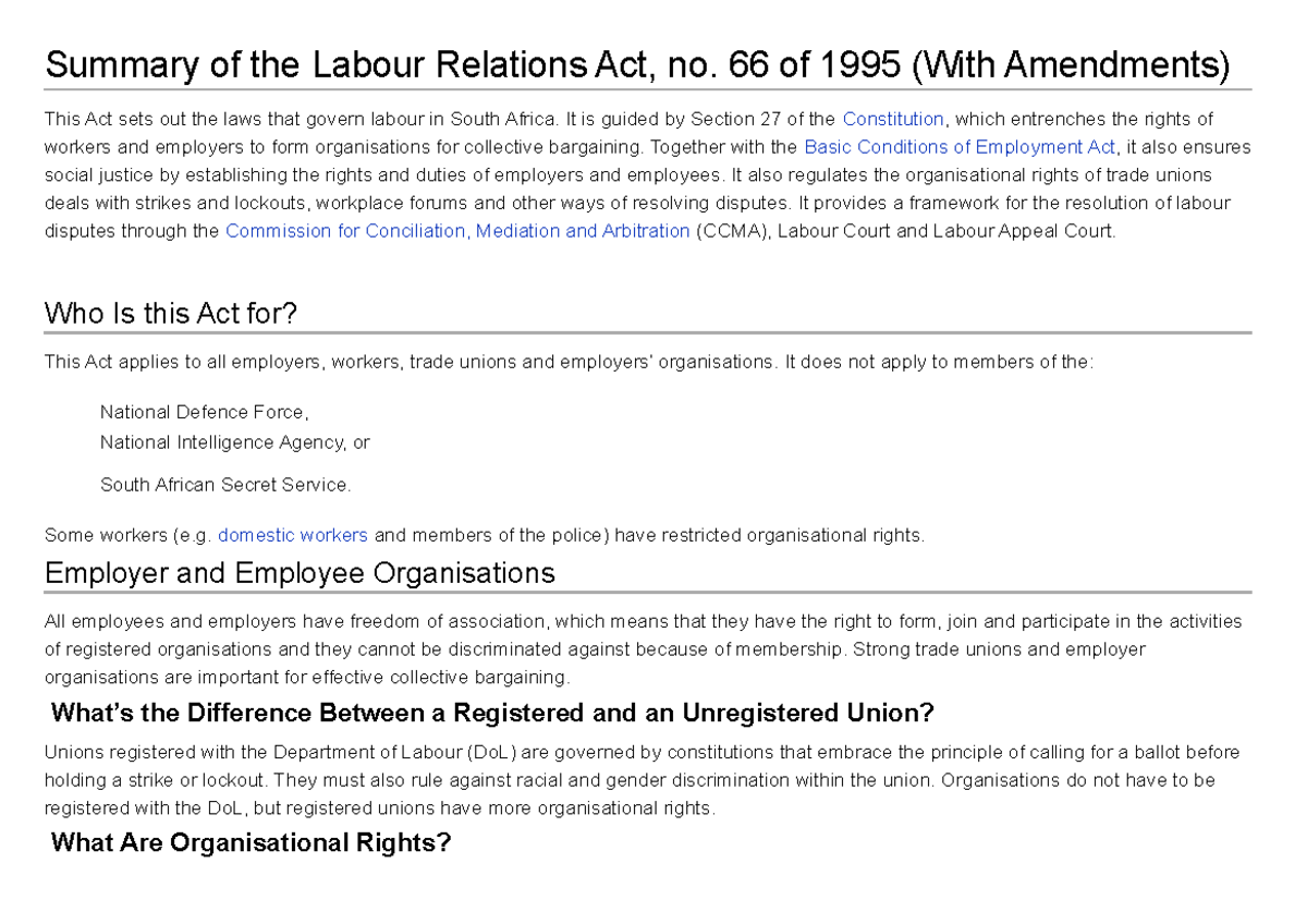 What Is The Purpose Of The Labour Relations Act