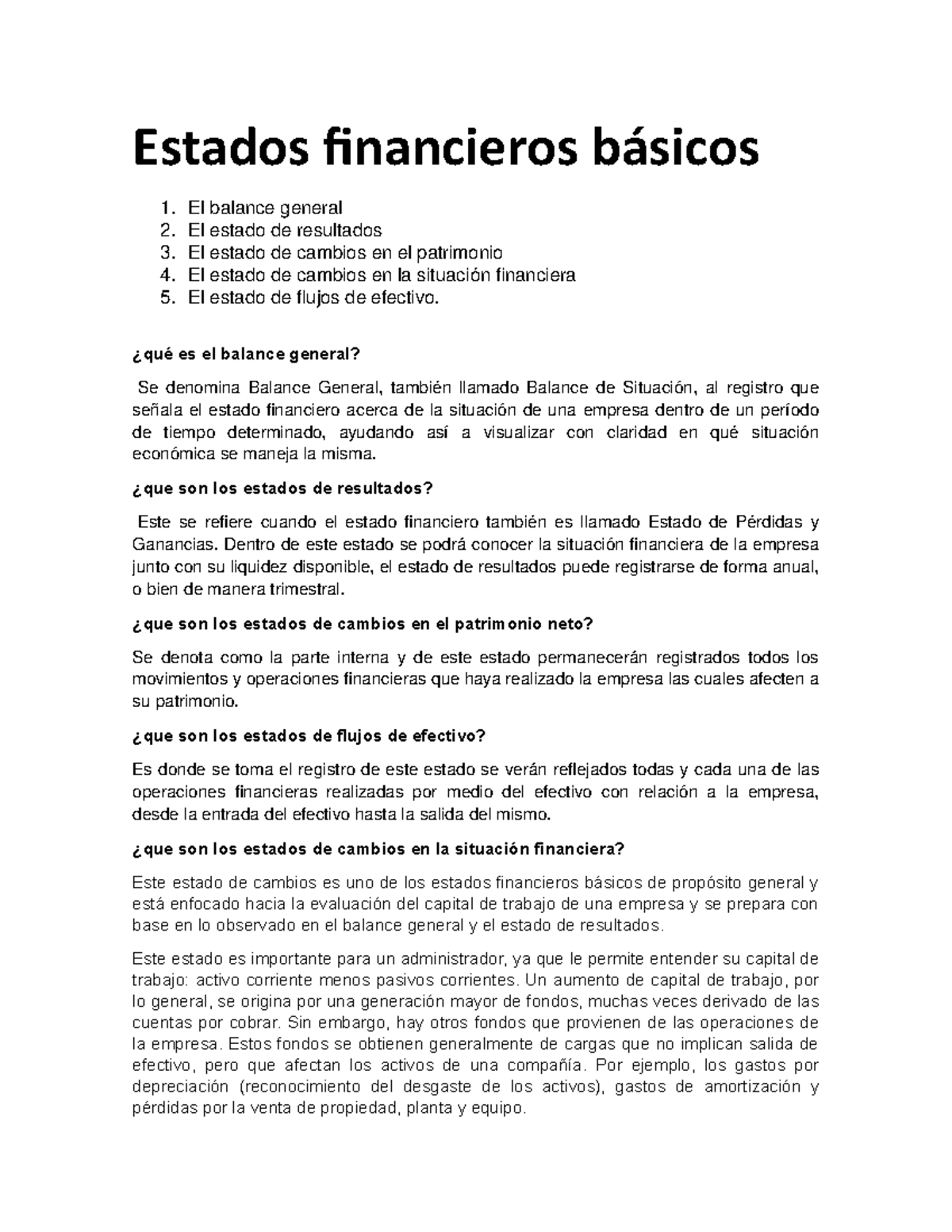 Estados Financieros Básicos - Estados Financieros Básicos 1 Balance ...