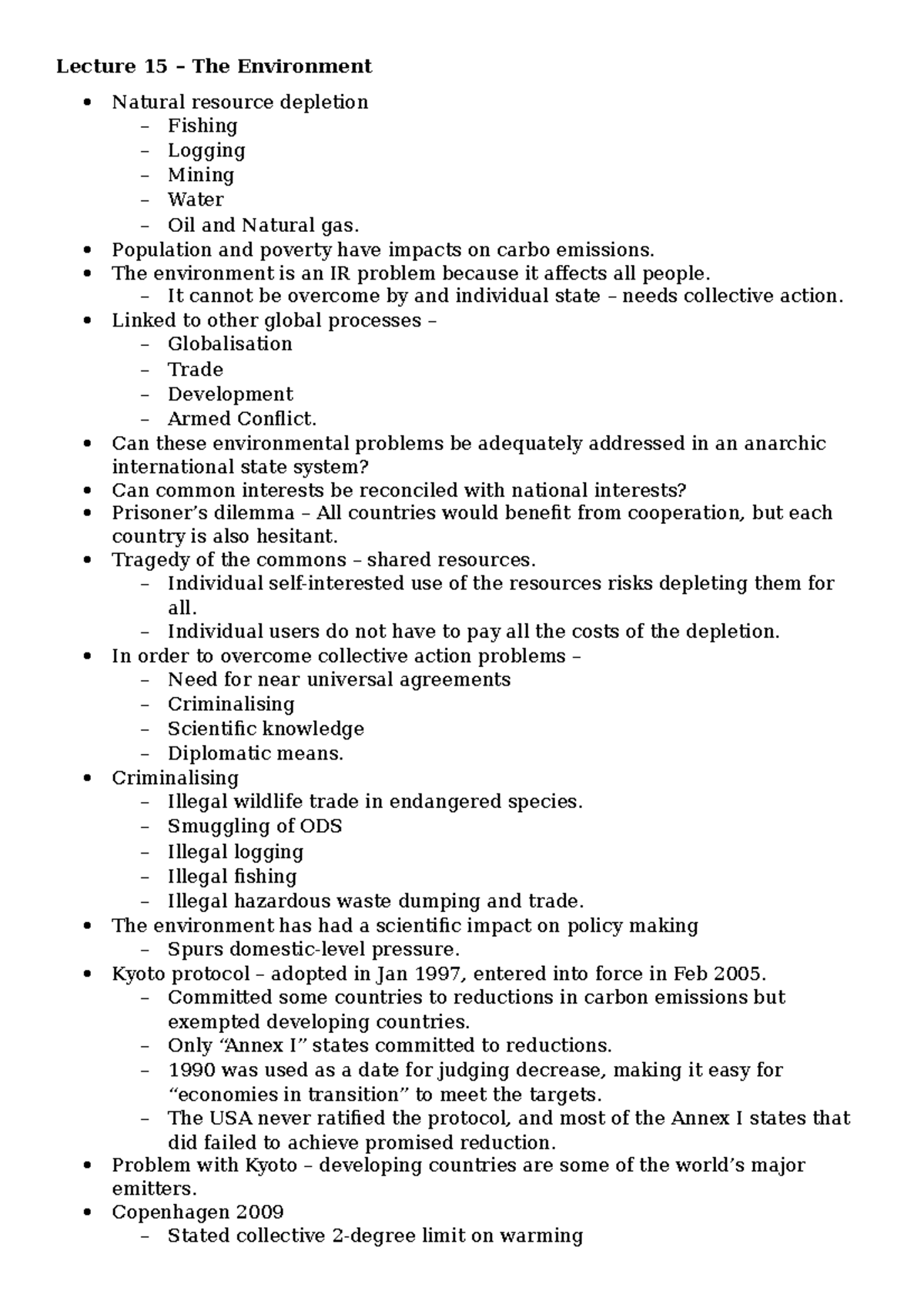 The Environment - Lecture notes 1 - Lecture 15 – The Environment ...