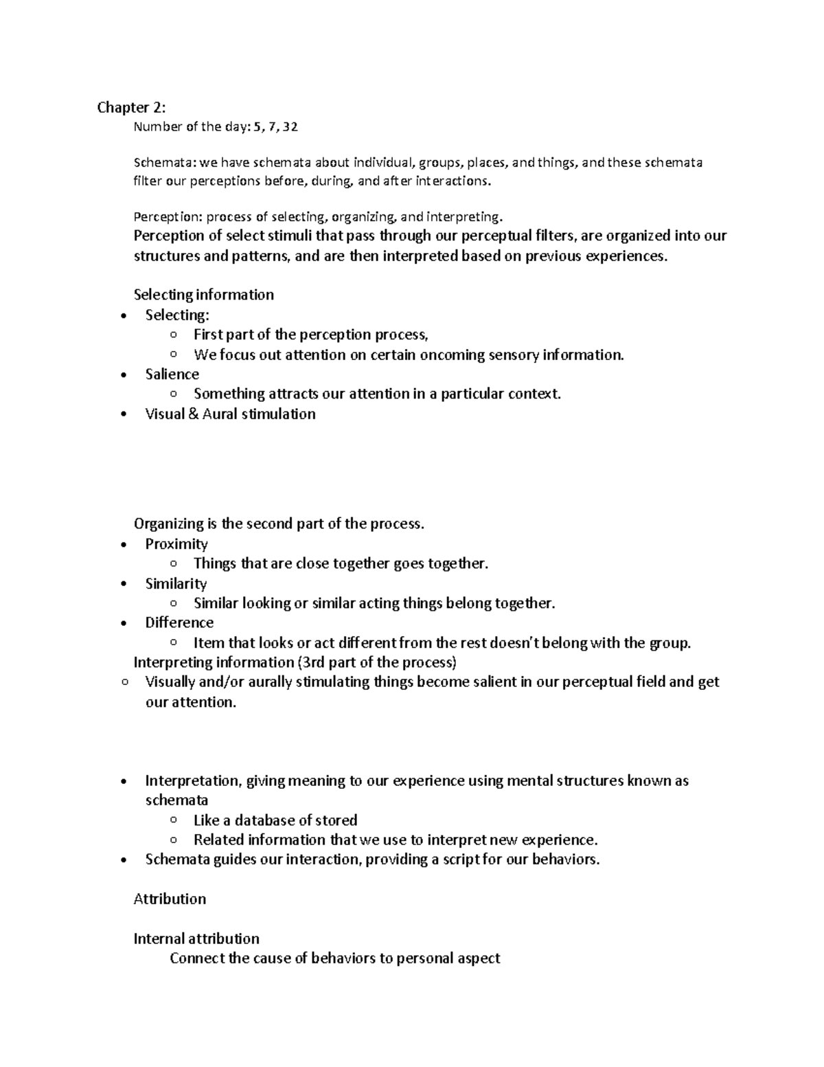 Chapter 2 COMM - Chapter 2: Number of the day: 5, 7, 32 Schemata: we ...