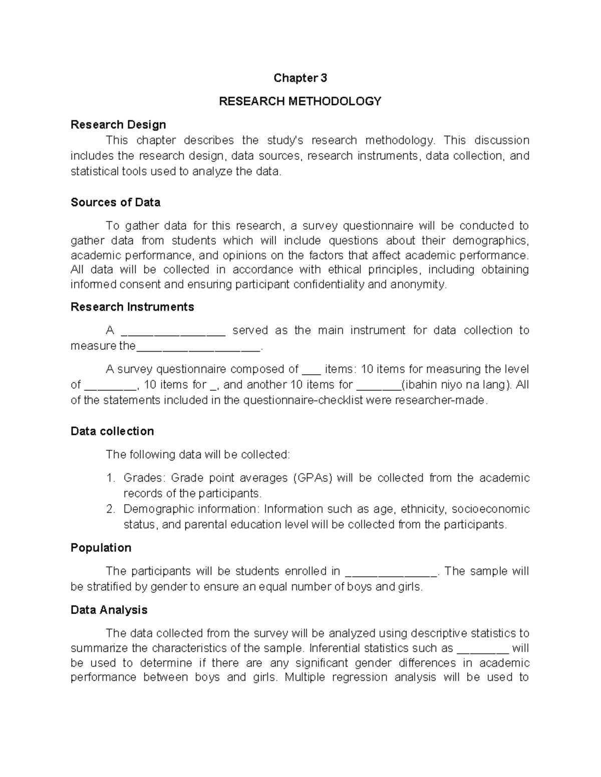 Chapter 3 - research - Chapter 3 RESEARCH METHODOLOGY Research Design ...