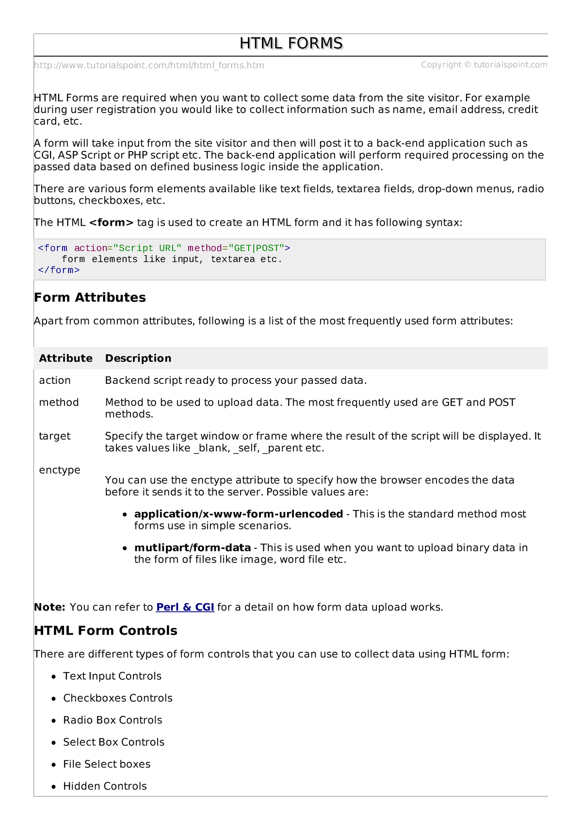 Html Forms - Tutorialspoint/html/html_forms.htm Copyright ...