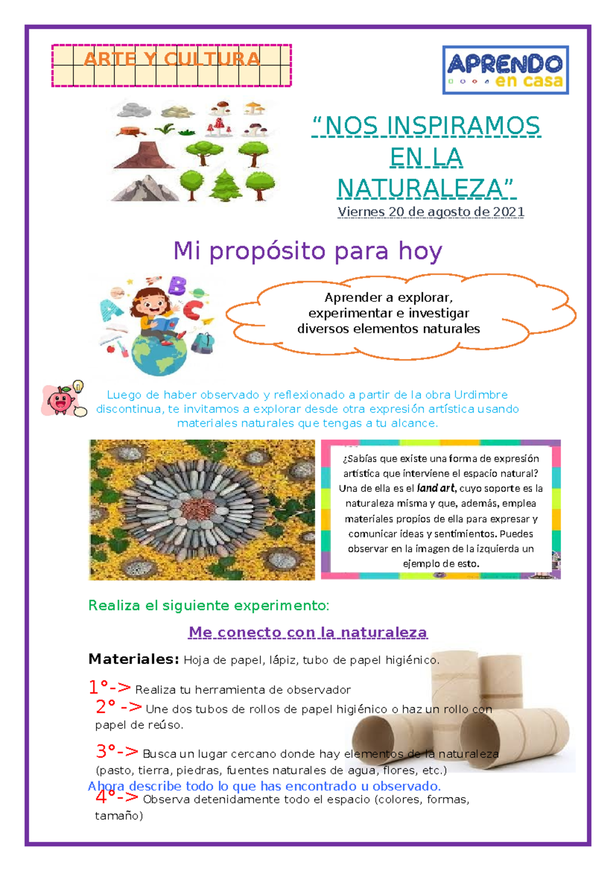 Arte Y Cultura Nos Inspiramos En La Naturaleza Agosto Mi