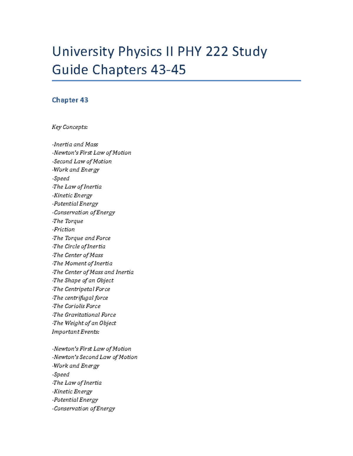 University Physics II PHY 222 Study Guide Chapters 43-45 - University ...