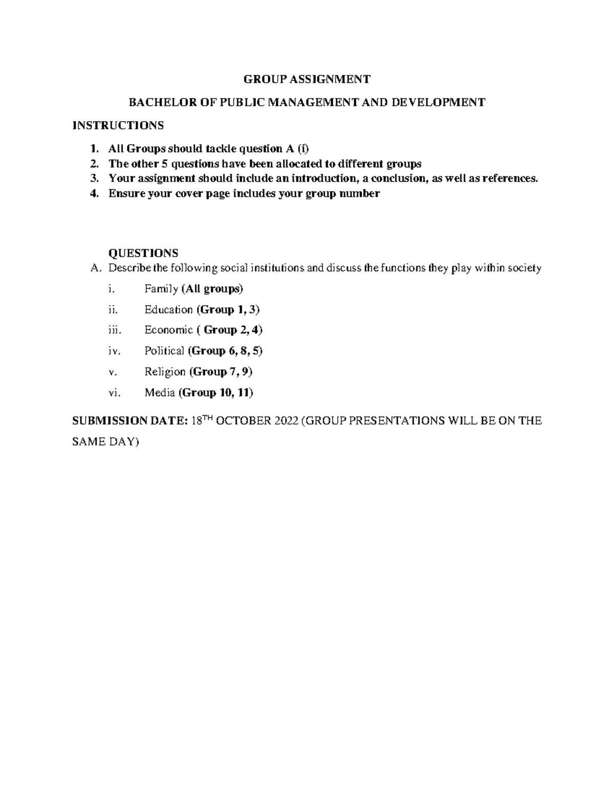 Group Assignment BPM 1 - GROUP ASSIGNMENT BACHELOR OF PUBLIC MANAGEMENT ...