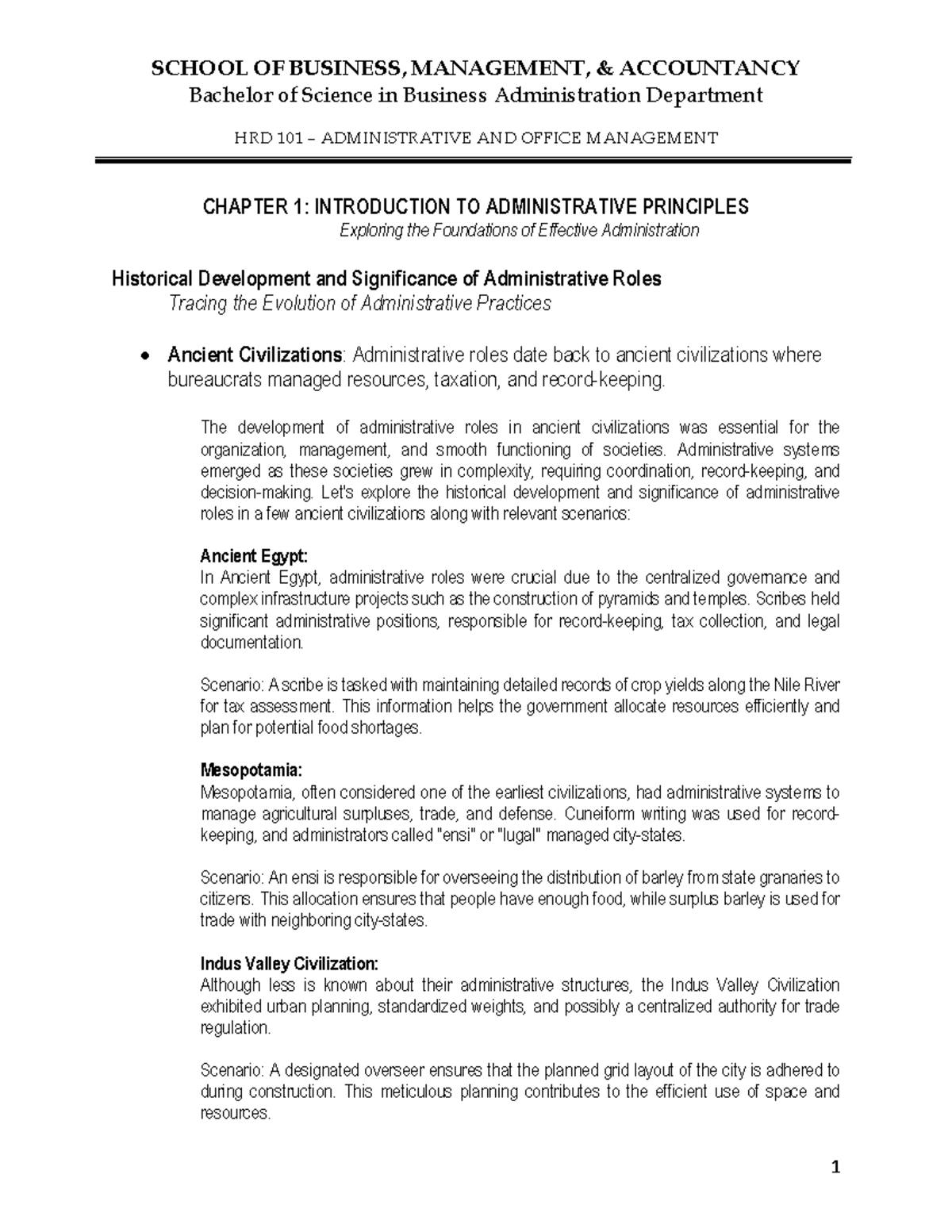 Chapter 1 (Introduction to Administrative Principles - Bachelor of ...