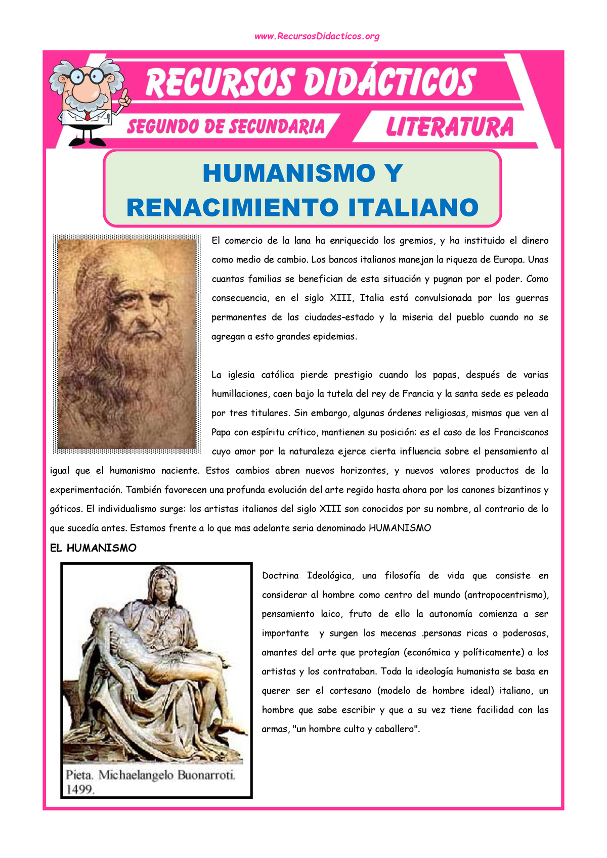 Humanismo Y Renacimiento Italiano Para Segundo De Secundaria Humanismo Y Renacimiento Italiano