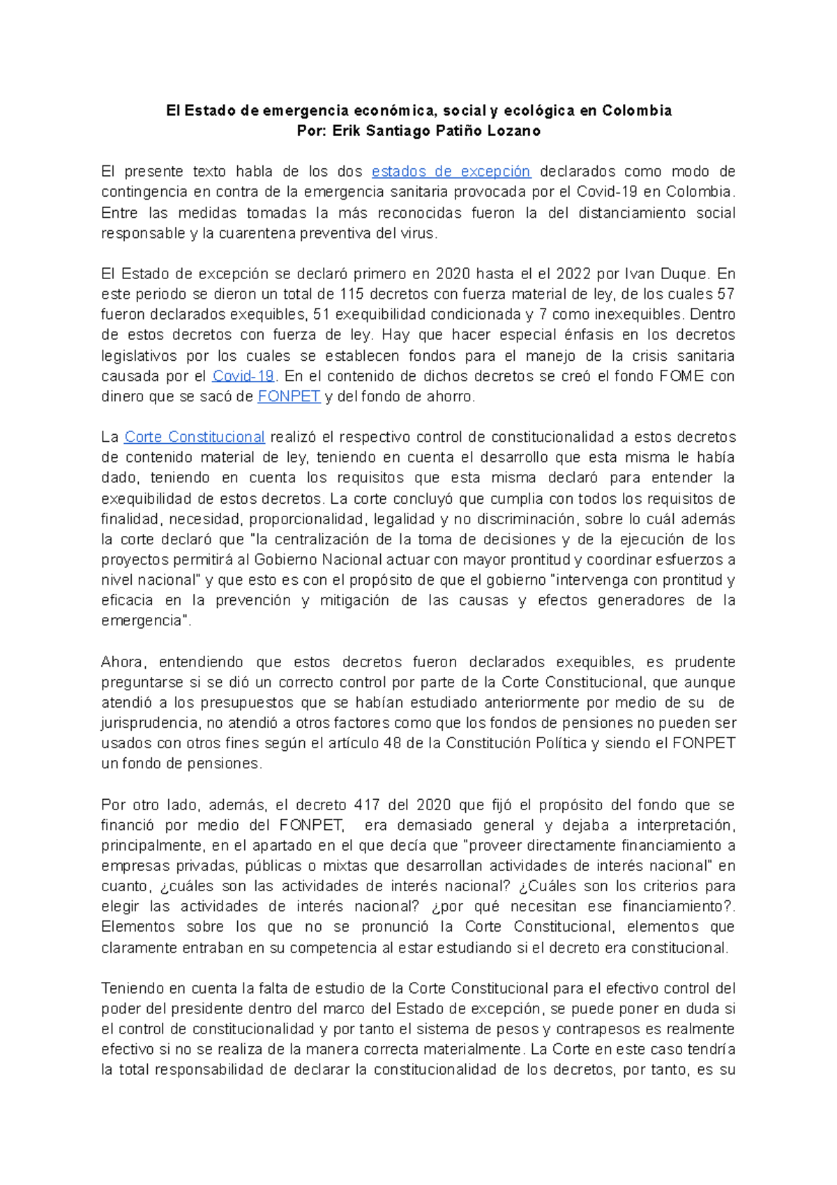 Constitucional reseña - El Estado de emergencia económica, social y ...
