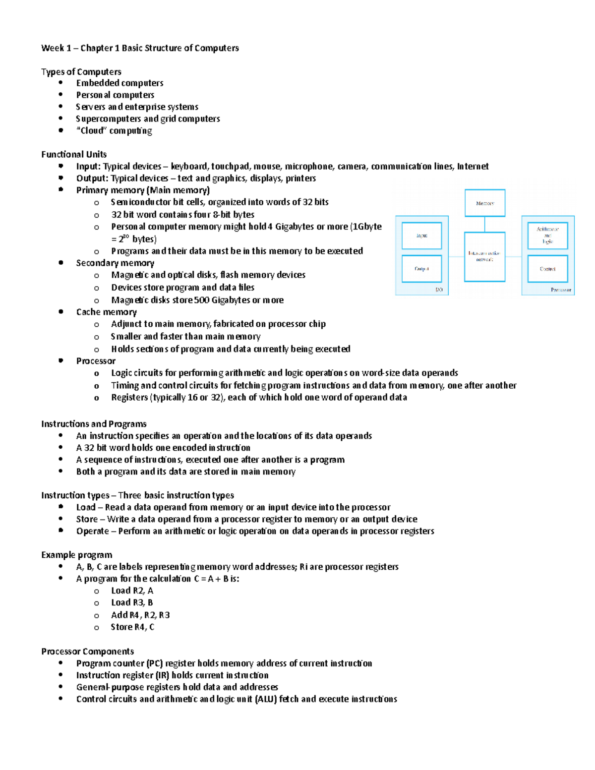 Week 1 – Chapter 1 Basic Structure Of Computers - Week 1 – Chapter 1 ...