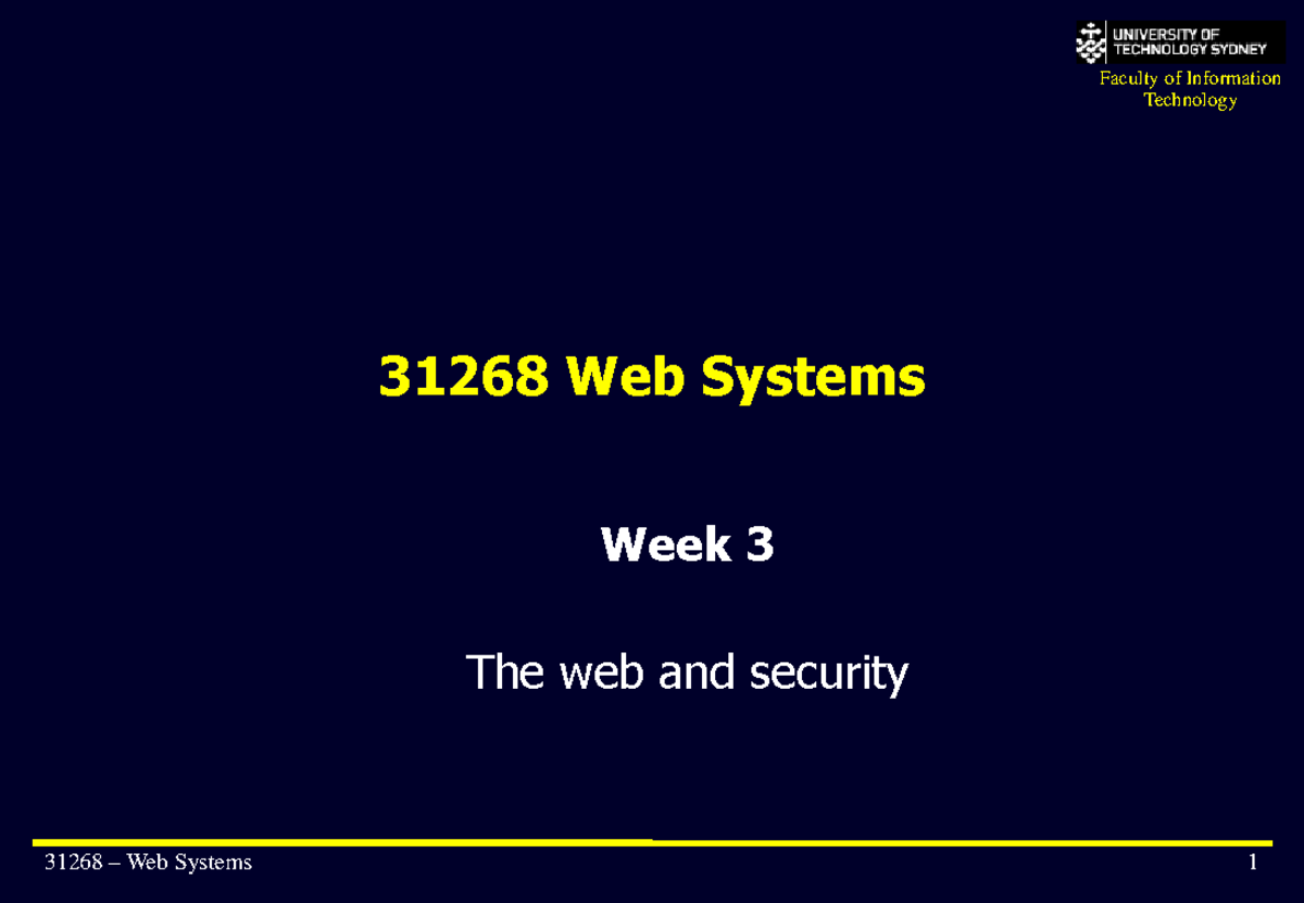 Lectures - Lecture notes 3 - Faculty of Information Technology 31268 ...