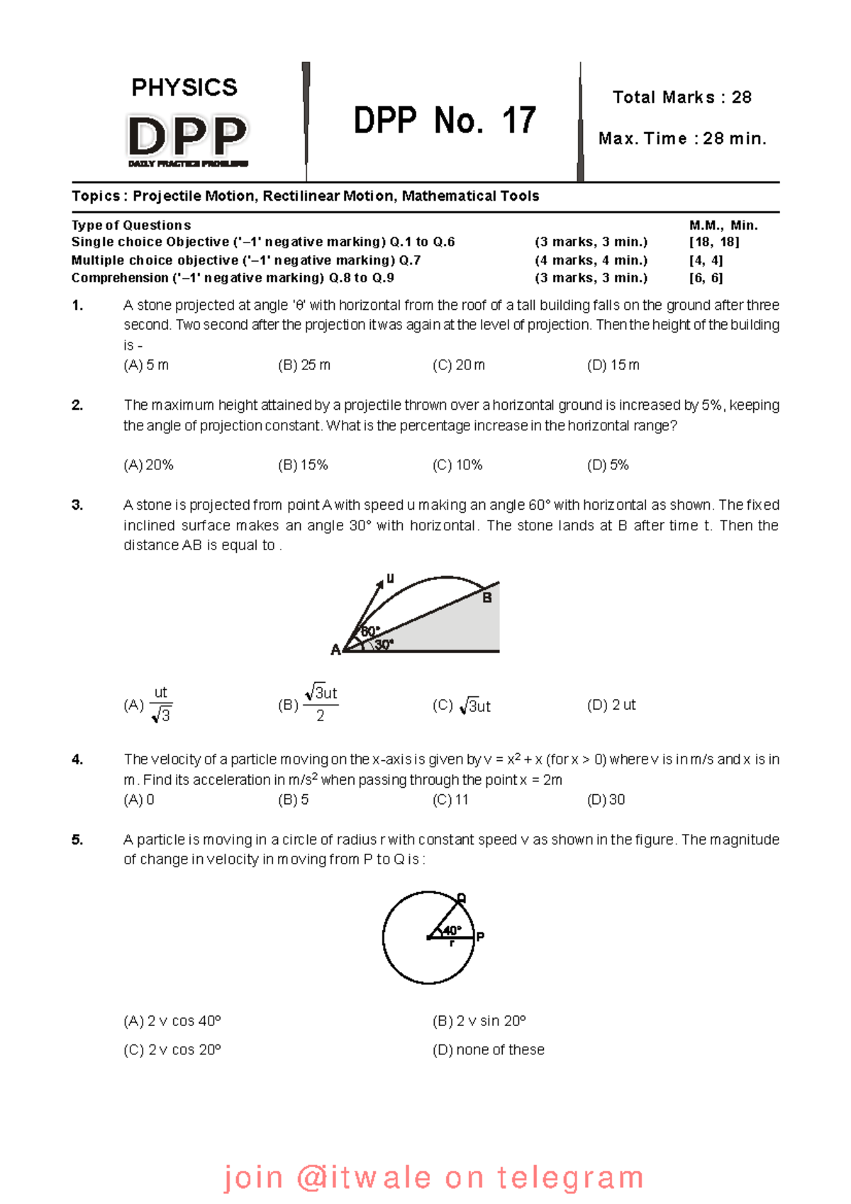 17 Projectile Motion Rectilinear Motion Mathematical Tools Physics