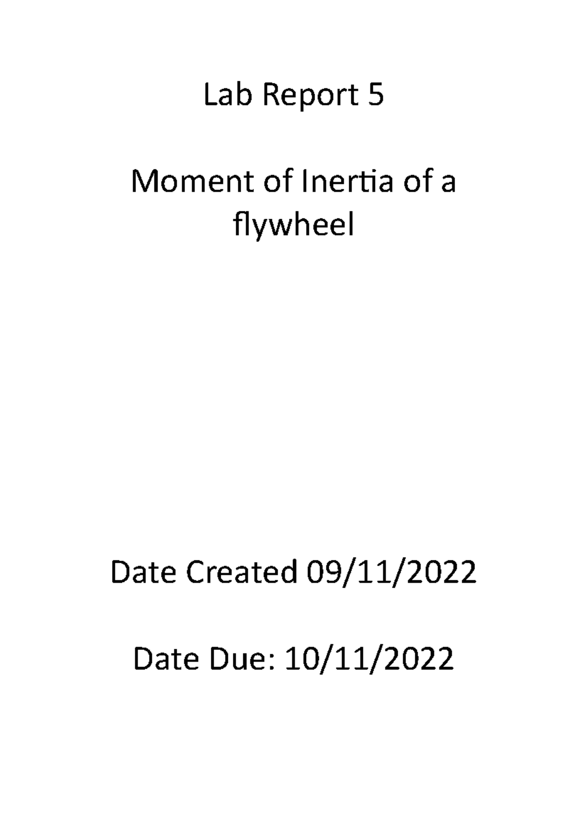 flywheel experiment lab report