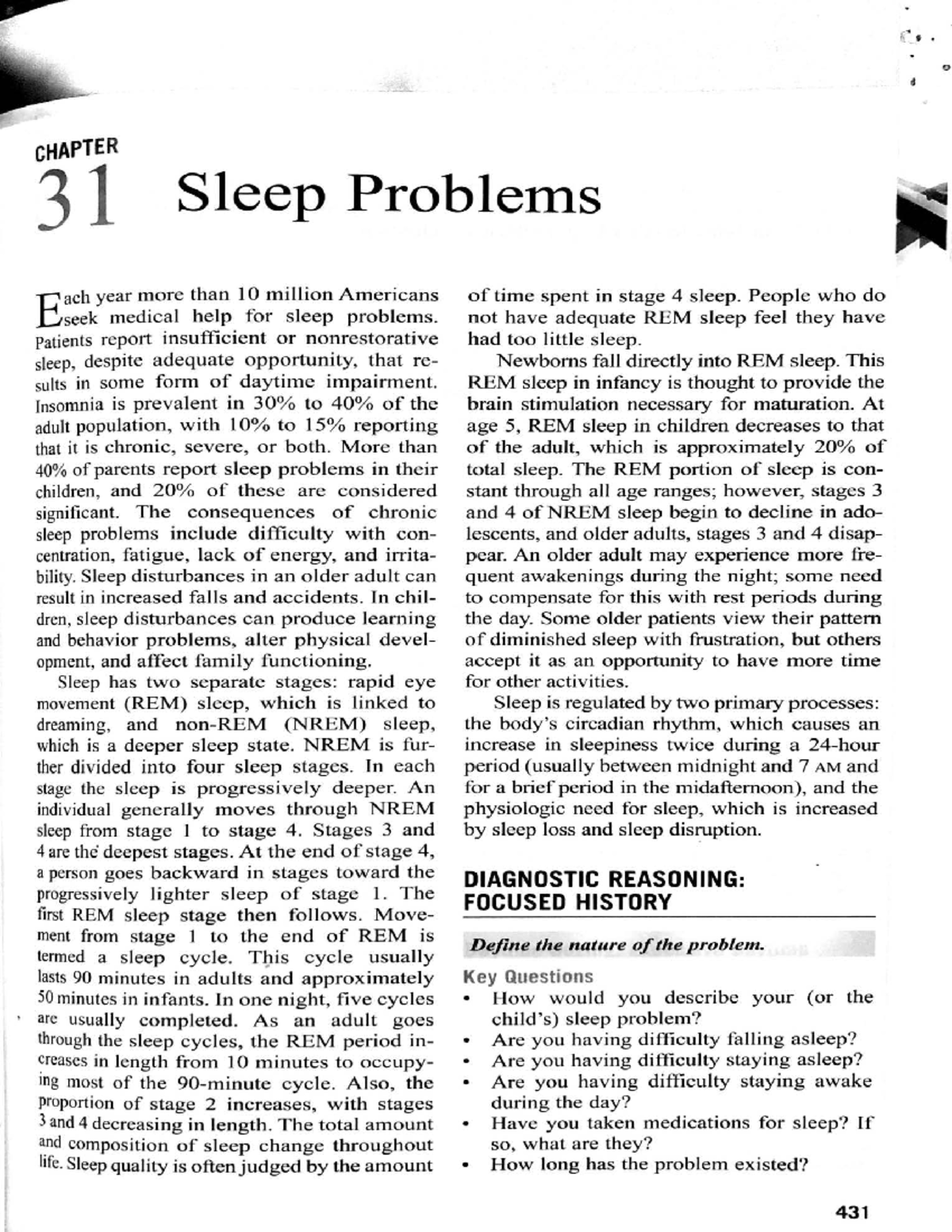 Sleep problems - Reference material - f • • 0 Sleep Problems E ach year ...