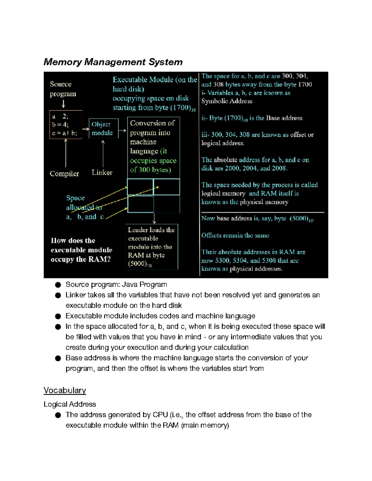Memory Management System - , the offset address from the base of the ...